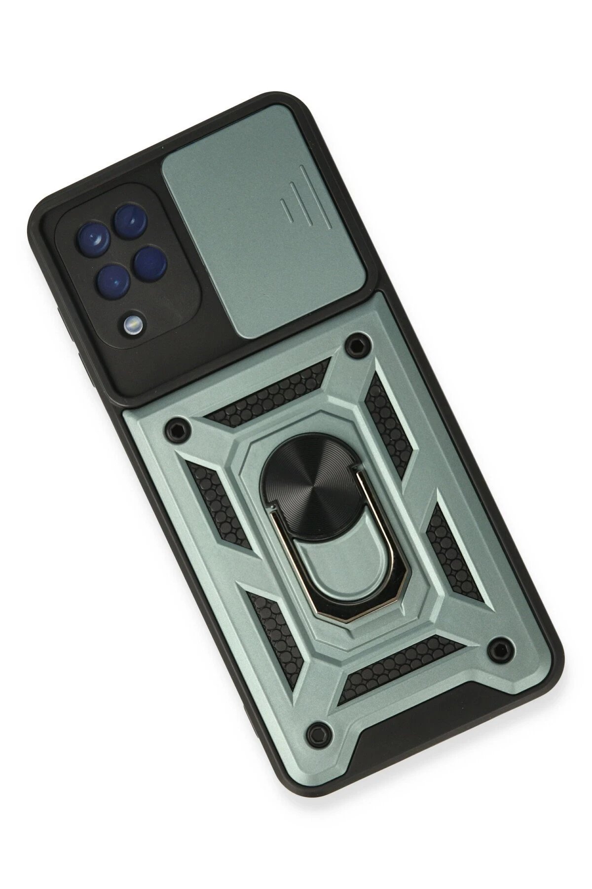 Newface Samsung Galaxy A22 Kılıf Pars Lens Yüzüklü Silikon - Yeşil