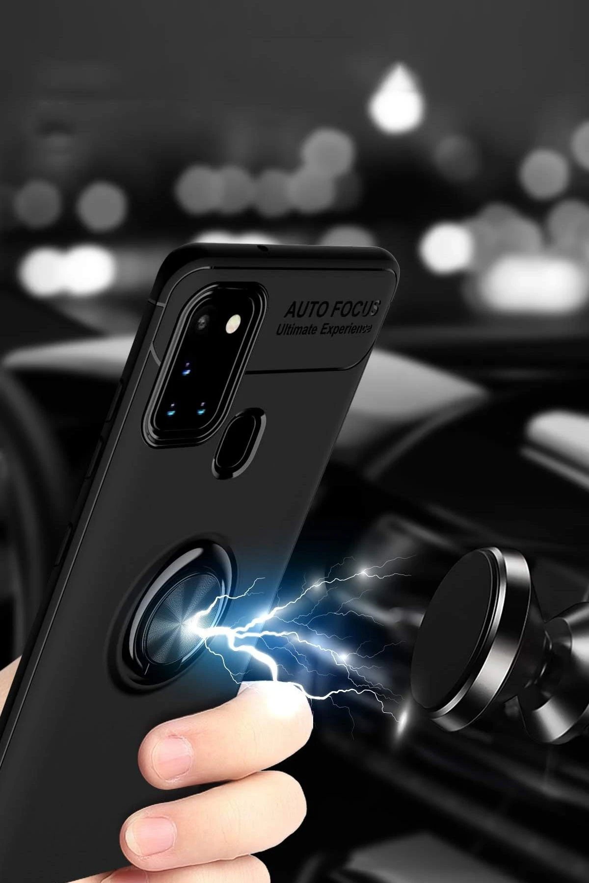 Newface Samsung Galaxy M31 Kılıf Range Yüzüklü Silikon - Mavi