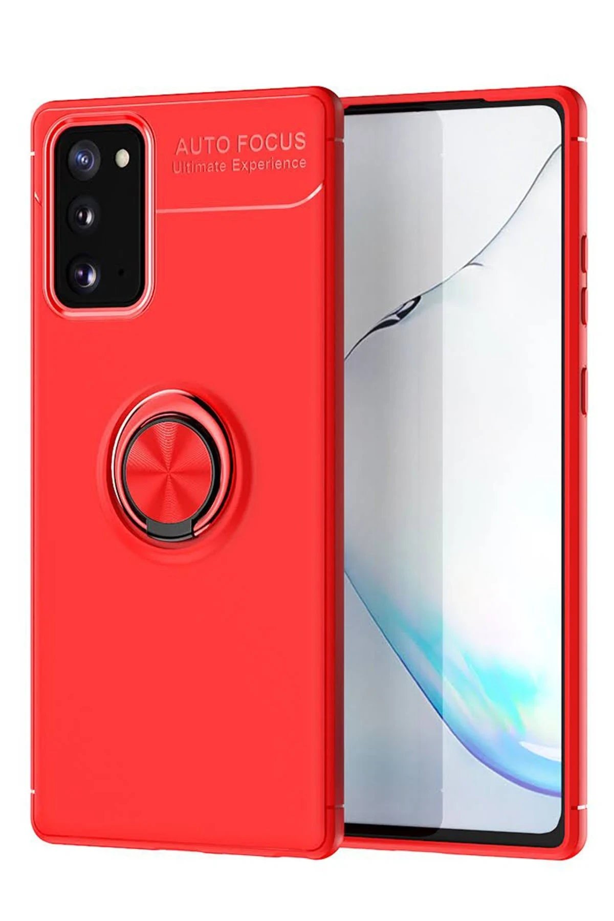 Newface Samsung Galaxy Note 20 Kılıf Range Yüzüklü Silikon - Kırmızı