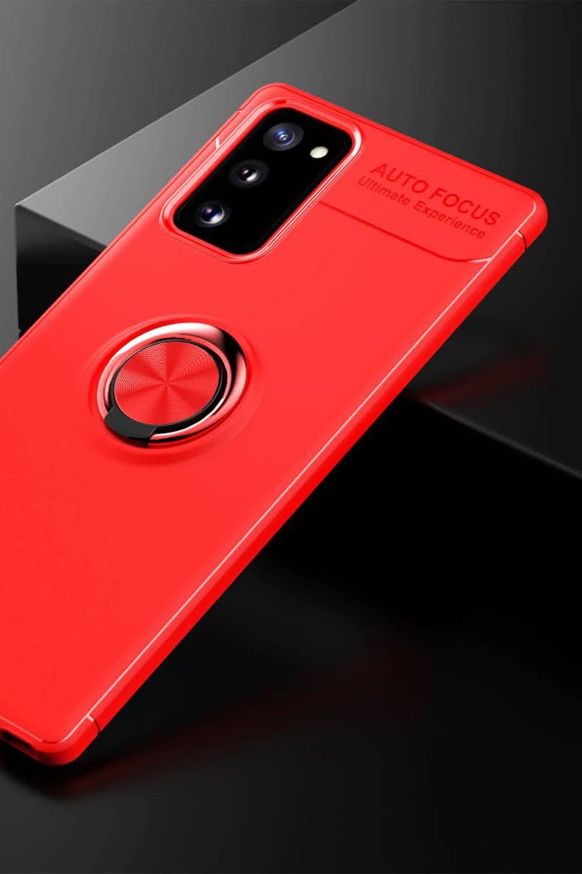 Newface Samsung Galaxy Note 20 Kılıf Range Yüzüklü Silikon - Kırmızı