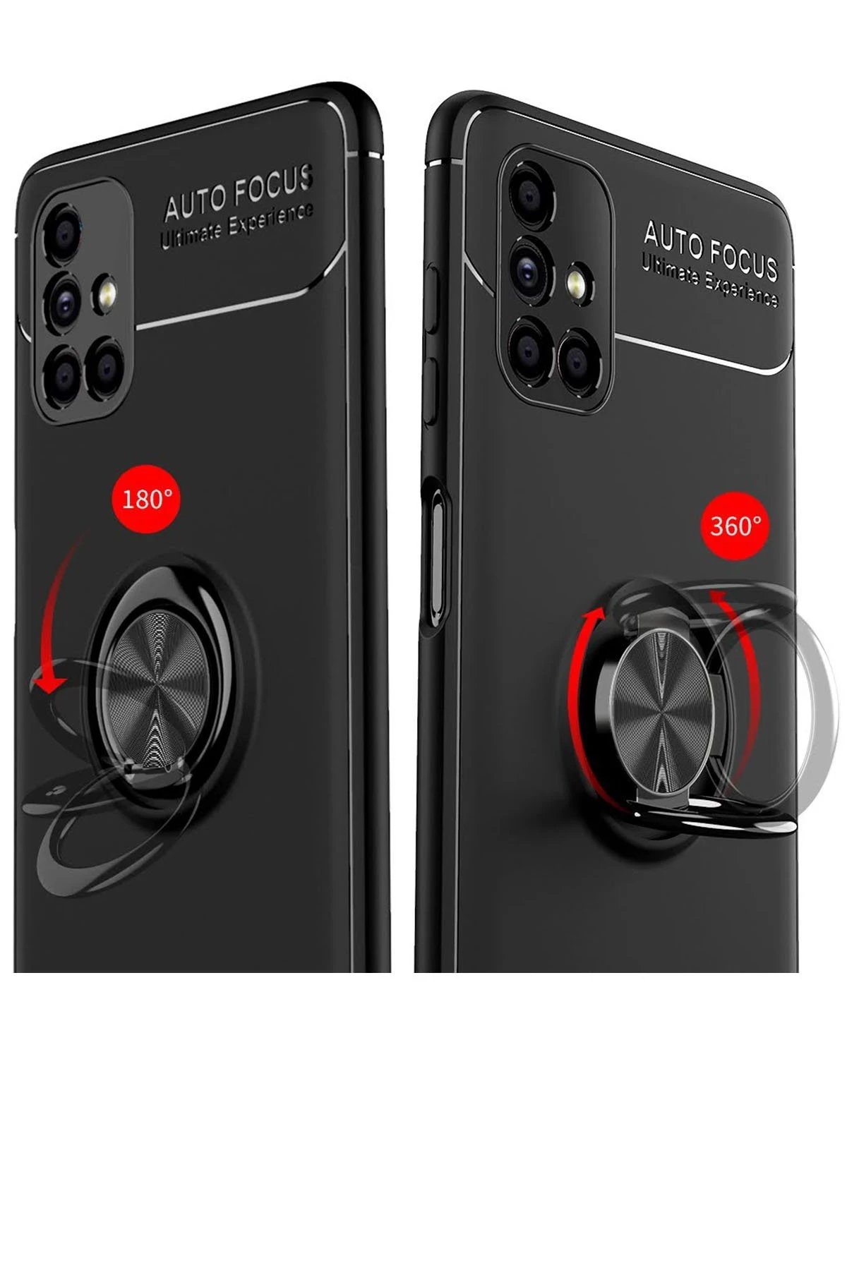 Newface Samsung Galaxy M51 Kılıf Range Yüzüklü Silikon - Kırmızı