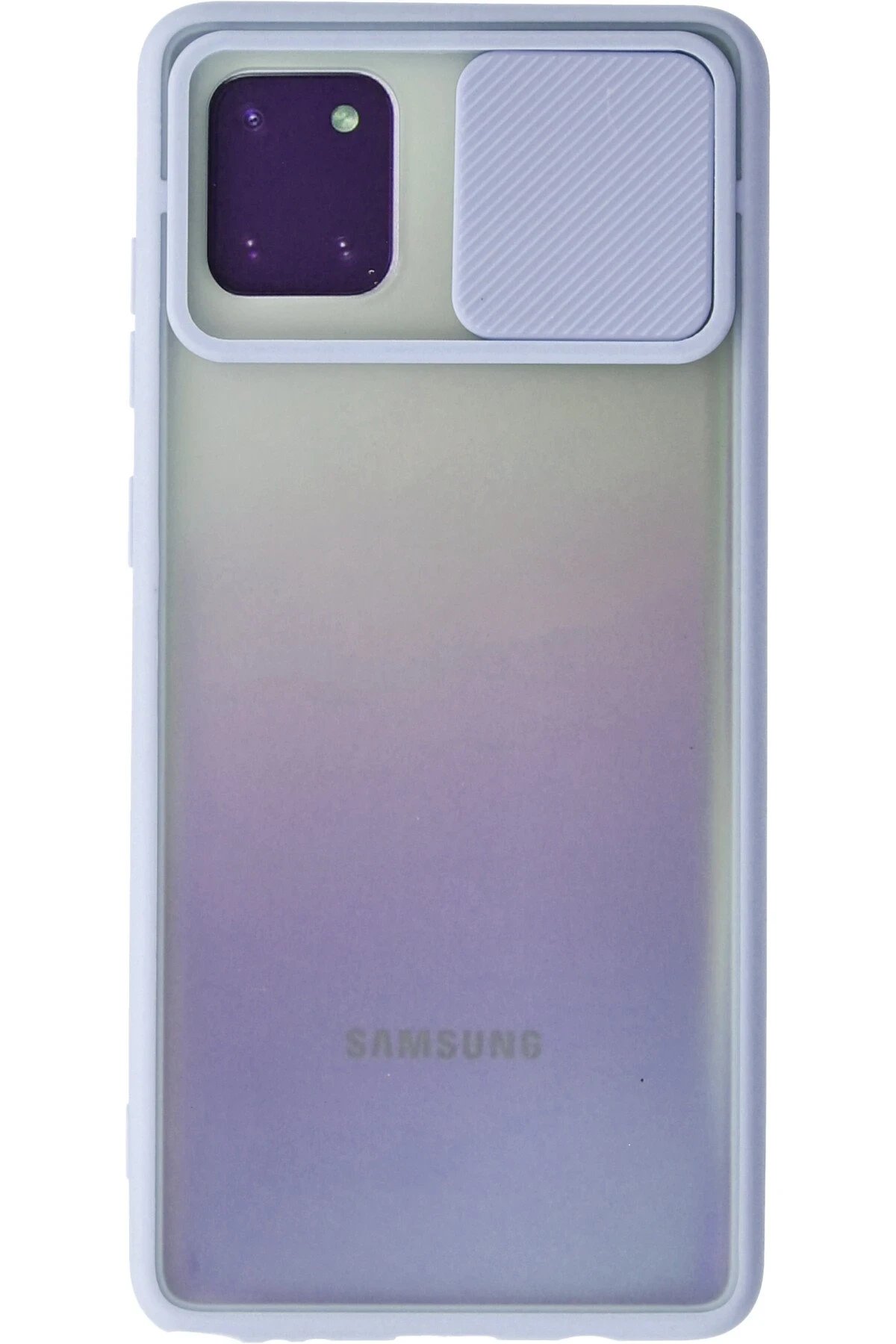 Newface Samsung Galaxy A81 / Note 10 Lite Kılıf Palm Buzlu Kamera Sürgülü Silikon - Lila