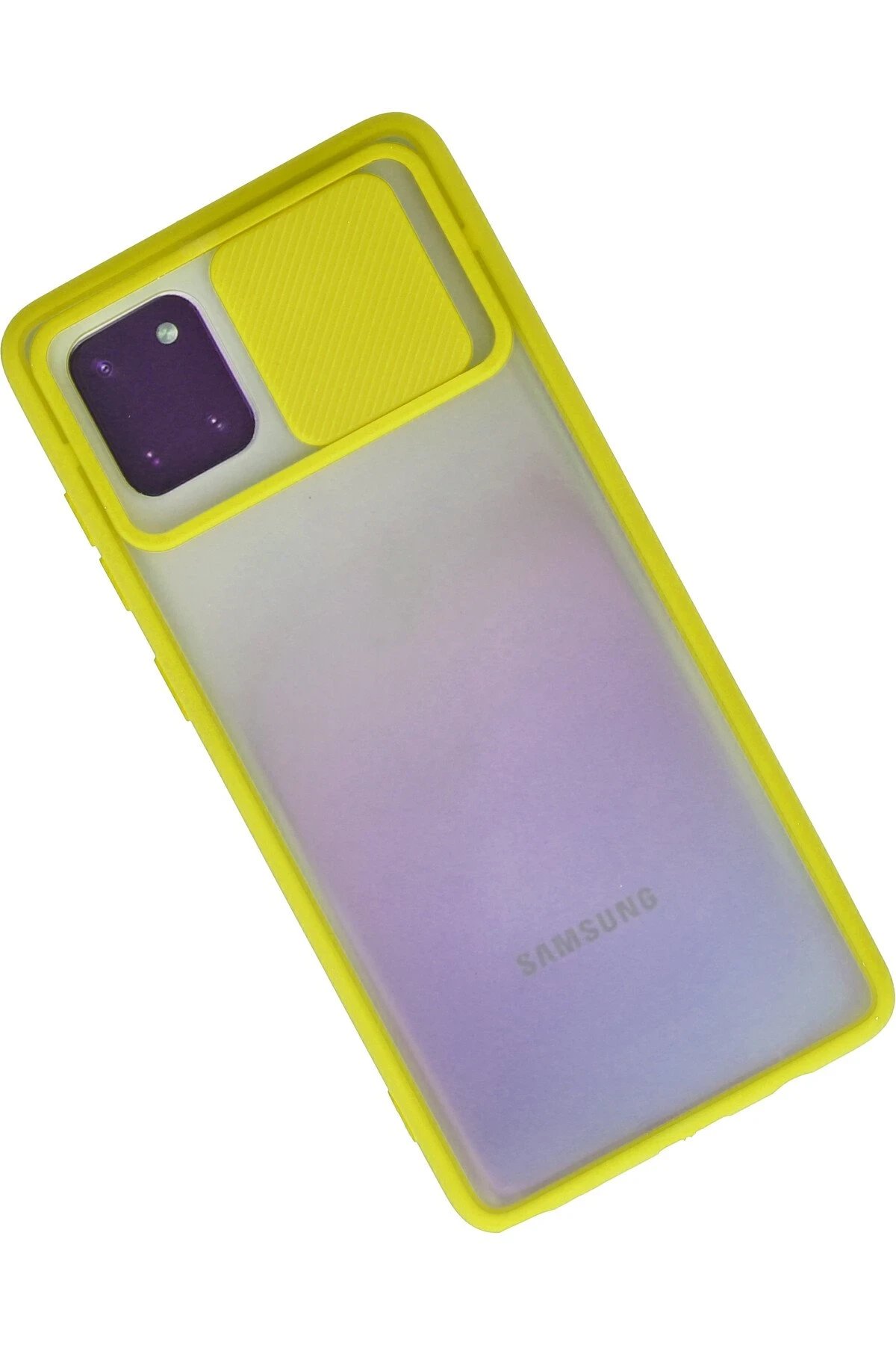 Newface Samsung Galaxy A81 / Note 10 Lite Kılıf Palm Buzlu Kamera Sürgülü Silikon - Sarı