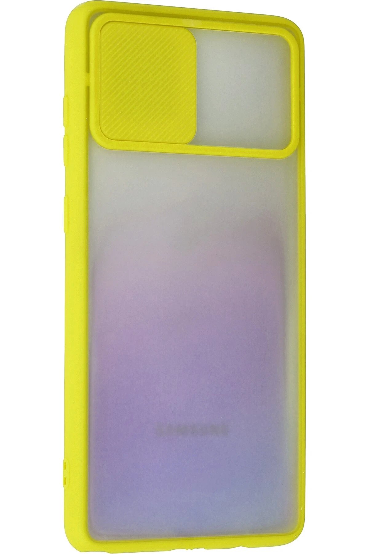 Newface Samsung Galaxy A81 / Note 10 Lite Kılıf Palm Buzlu Kamera Sürgülü Silikon - Sarı