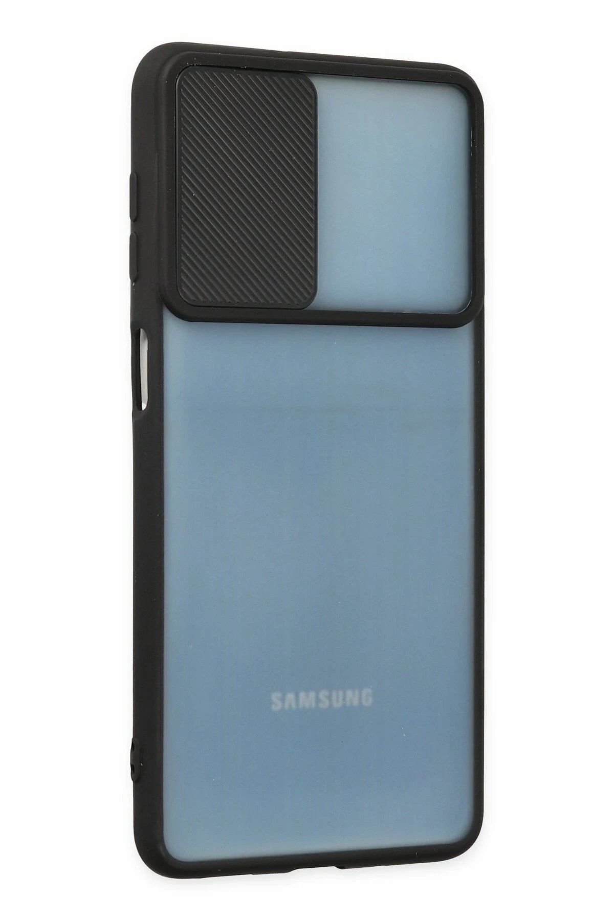 Newface Samsung Galaxy M52 5G Kılıf Palm Buzlu Kamera Sürgülü Silikon - Siyah