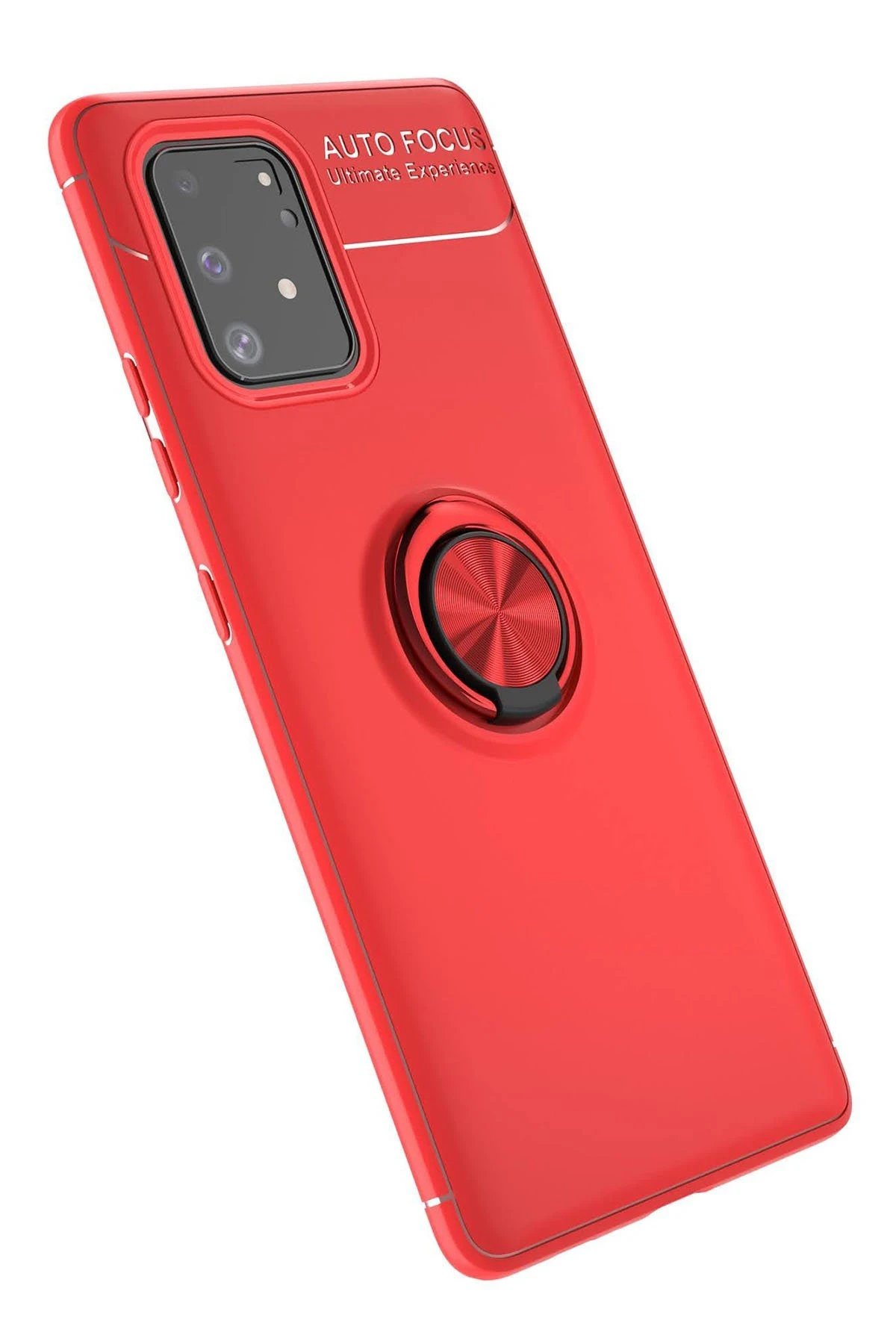 Newface Samsung Galaxy A91 / S10 Lite Kılıf Range Yüzüklü Silikon - Kırmızı