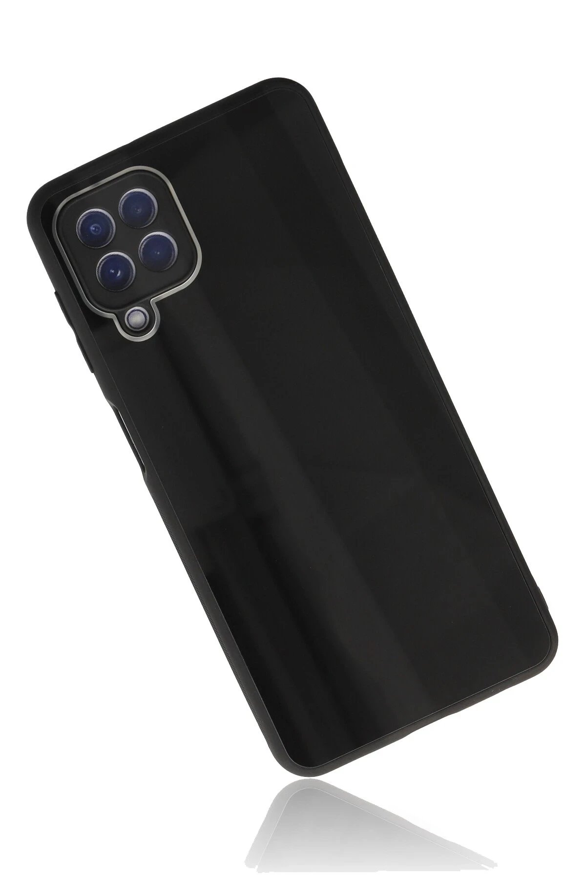 Newface Samsung Galaxy A22 Kılıf Glass Kapak - Siyah