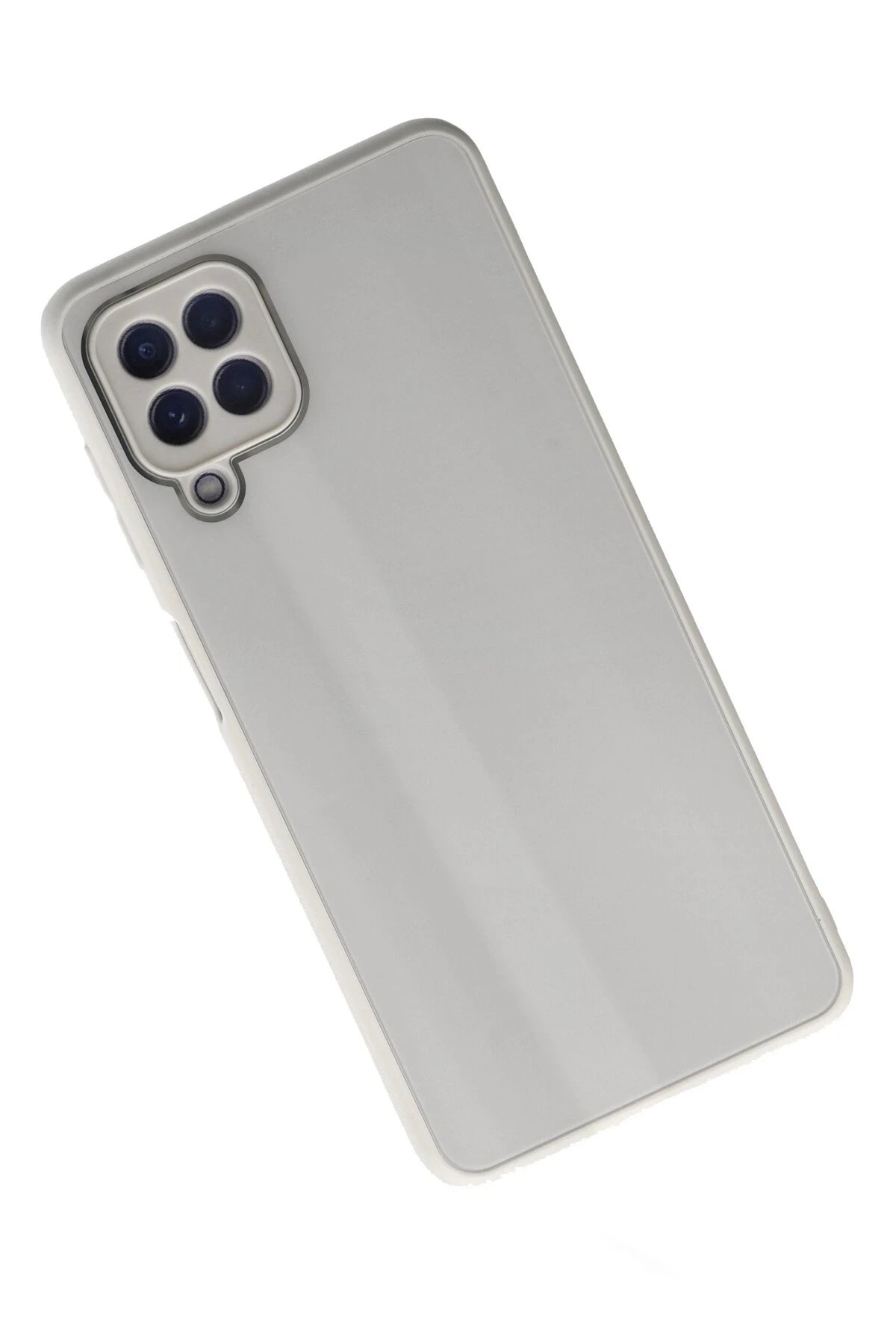 Newface Samsung Galaxy A22 Kılıf Glass Kapak - Beyaz