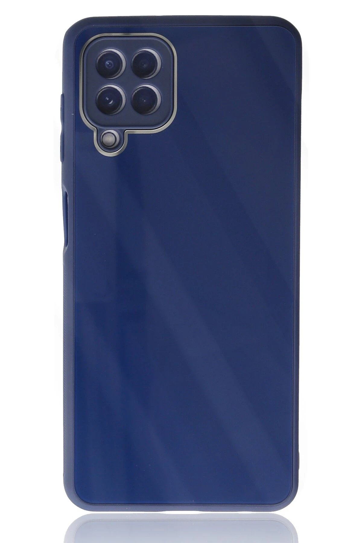 Newface Samsung Galaxy A22 Kılıf Glass Kapak - Lacivert