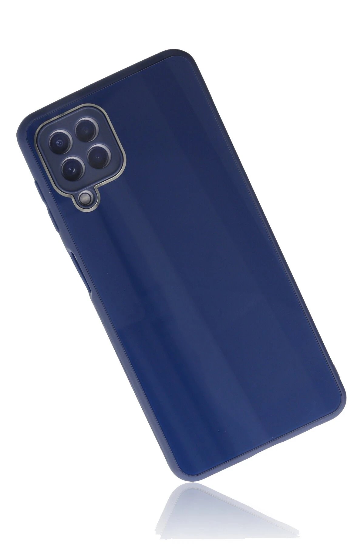 Newface Samsung Galaxy A22 Kılıf Glass Kapak - Lacivert