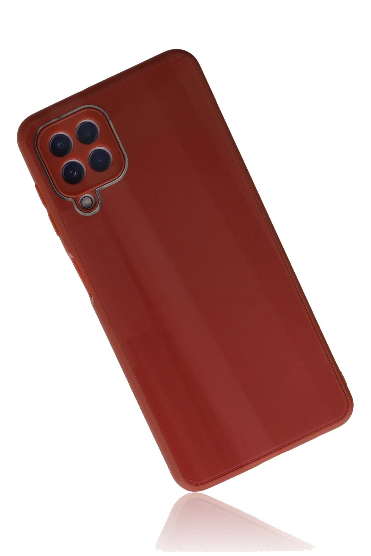 Newface Samsung Galaxy A22 Kılıf Glass Kapak - Bordo