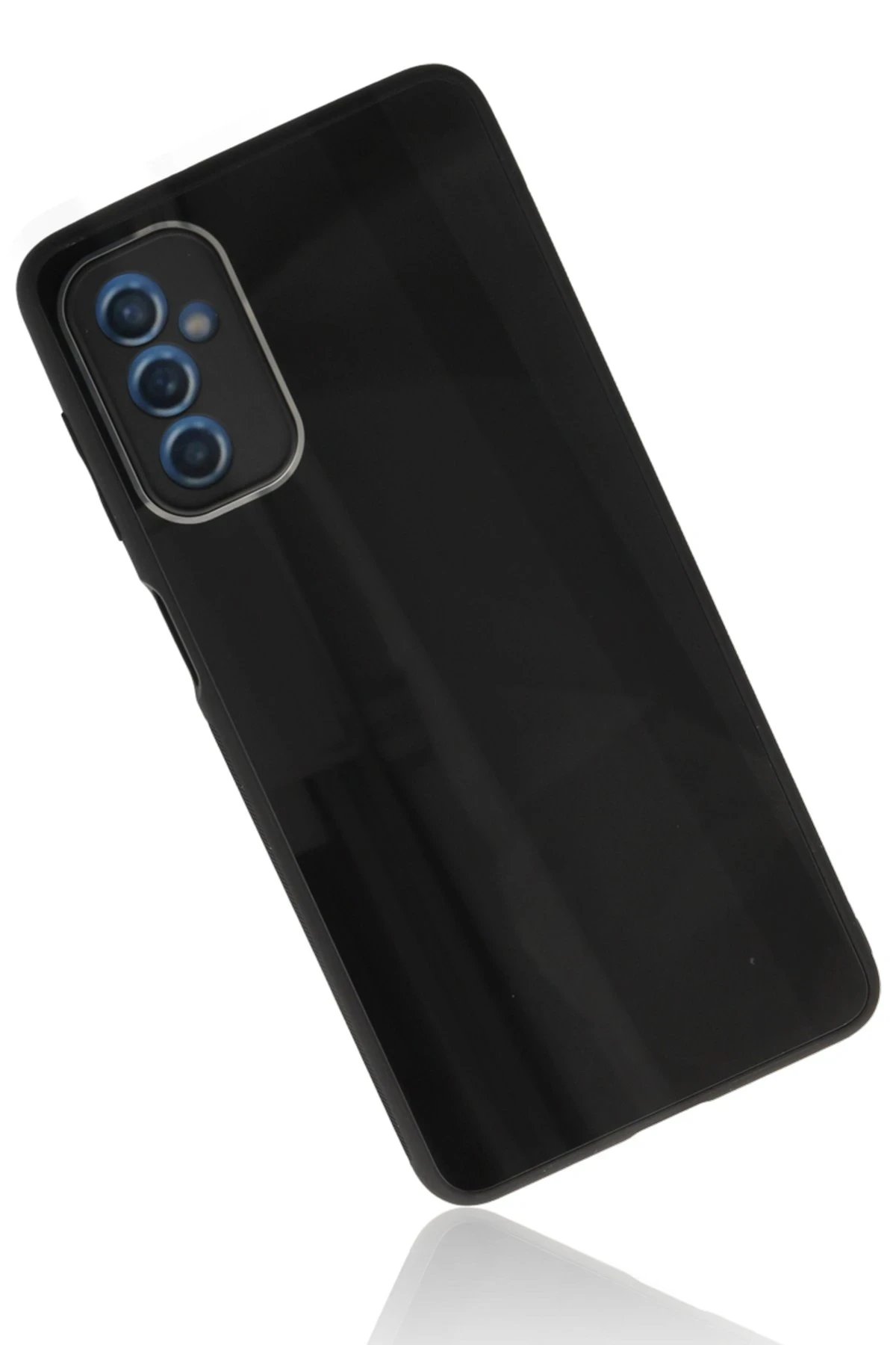 Newface Samsung Galaxy M52 5G Kılıf Glass Kapak - Siyah