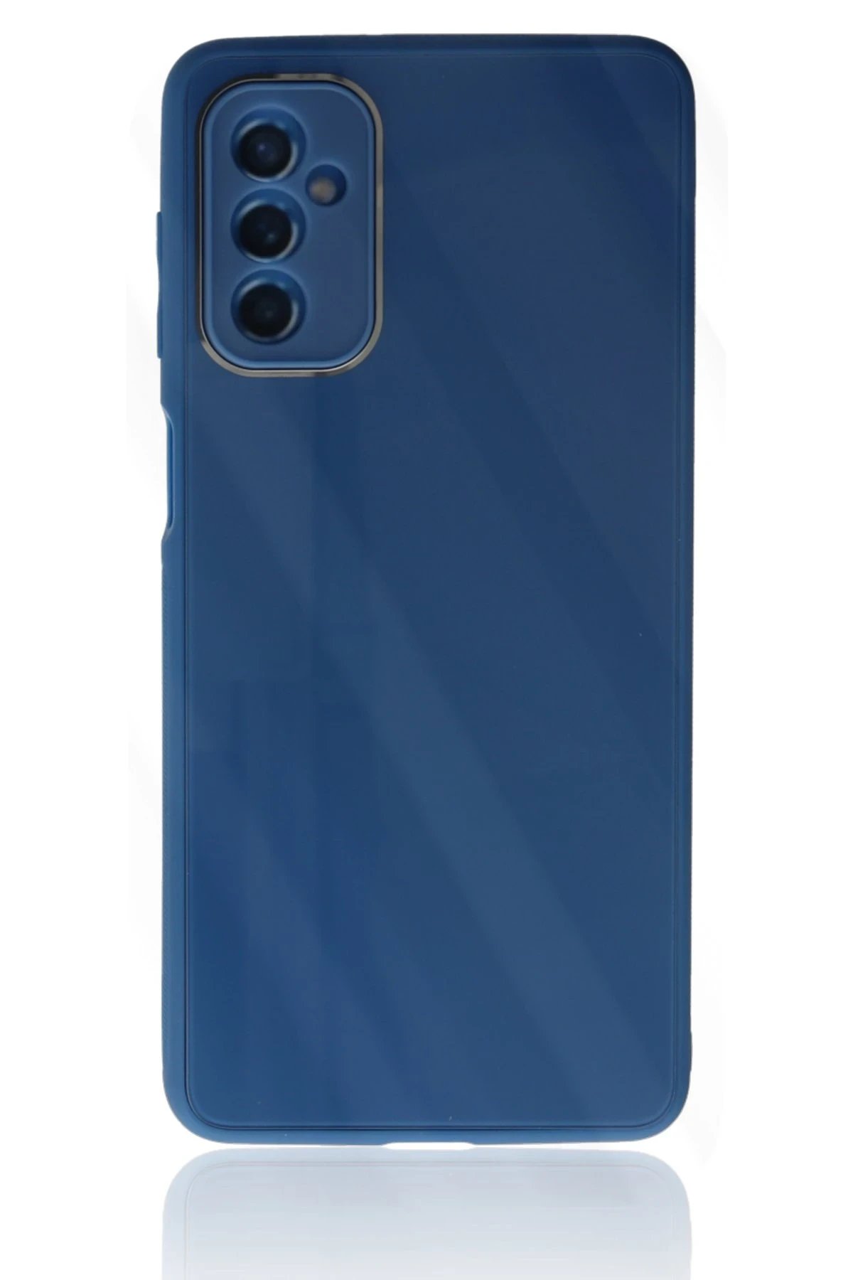 Newface Samsung Galaxy M52 5G Kılıf Glass Kapak - Mavi