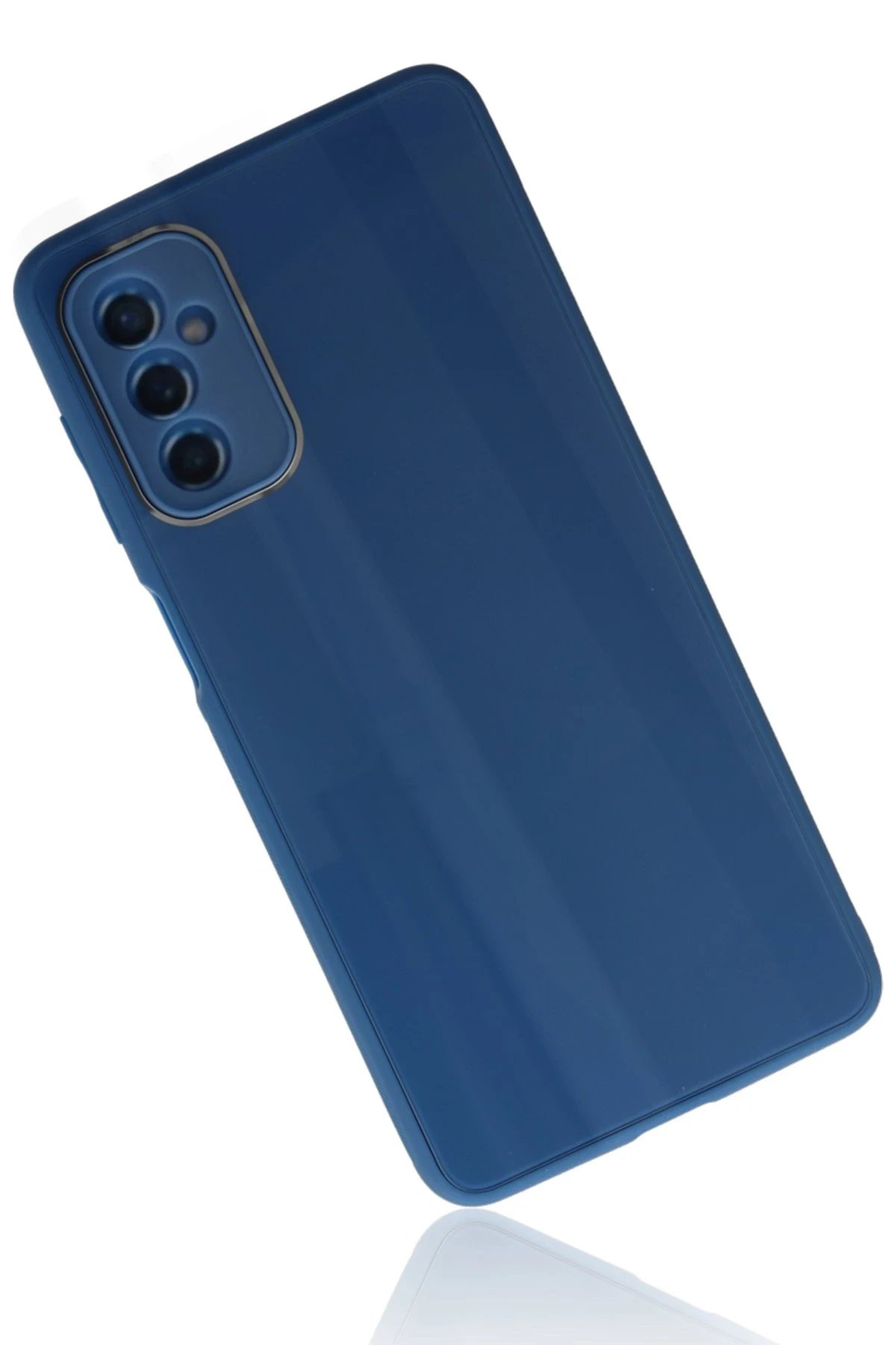 Newface Samsung Galaxy M52 5G Kılıf Glass Kapak - Mavi