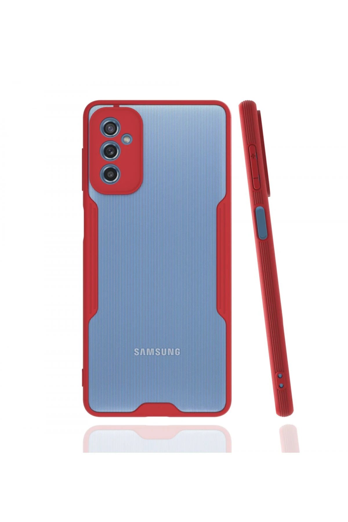 Newface Samsung Galaxy M52 5G Kılıf Platin Silikon - Kırmızı