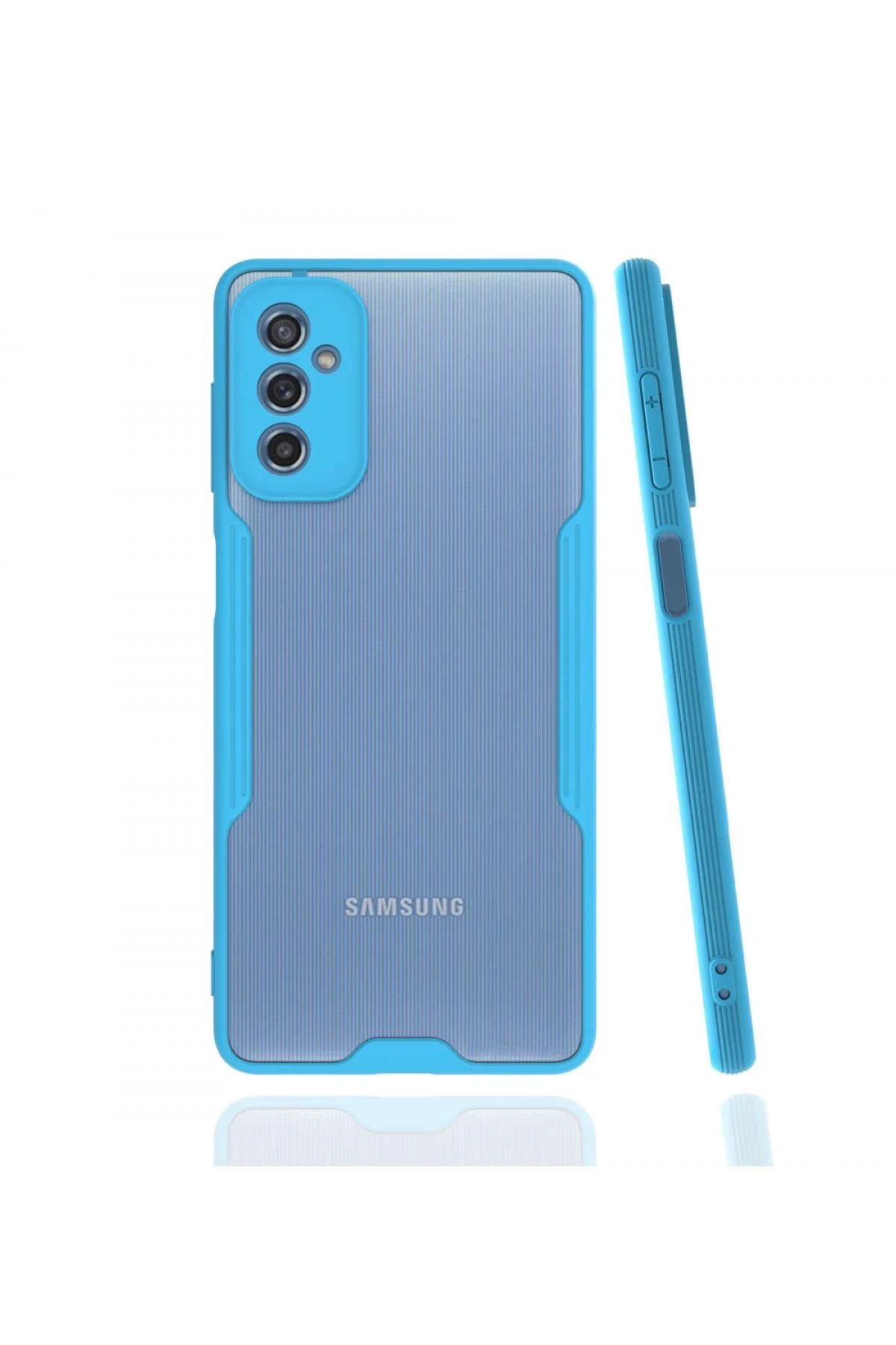 Newface Samsung Galaxy M52 5G Kılıf Platin Silikon - Mavi