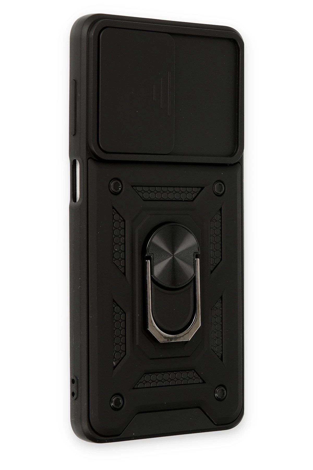 Newface Samsung Galaxy M52 5G Kılıf Pars Lens Yüzüklü Silikon - Siyah