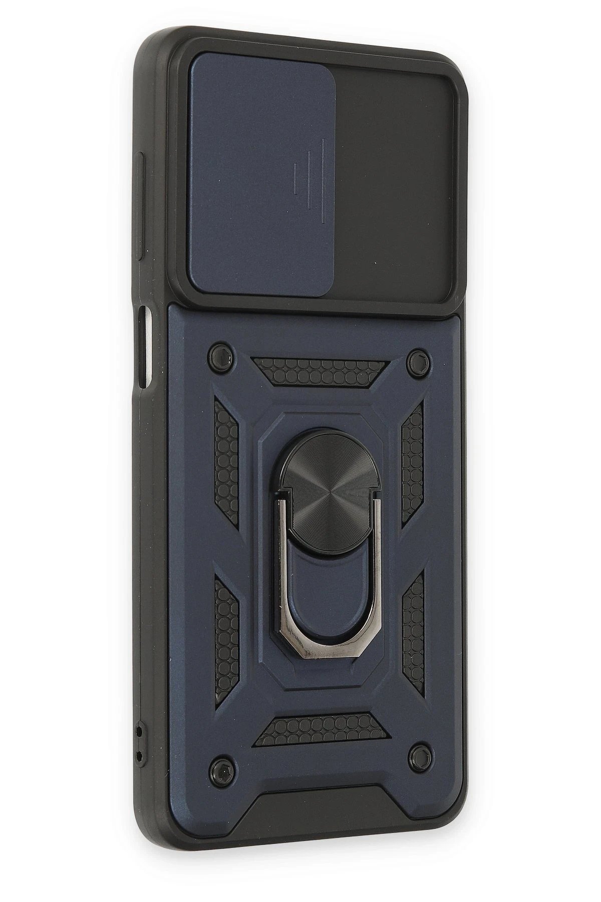 Newface Samsung Galaxy M52 5G Kılıf Pars Lens Yüzüklü Silikon - Lacivert