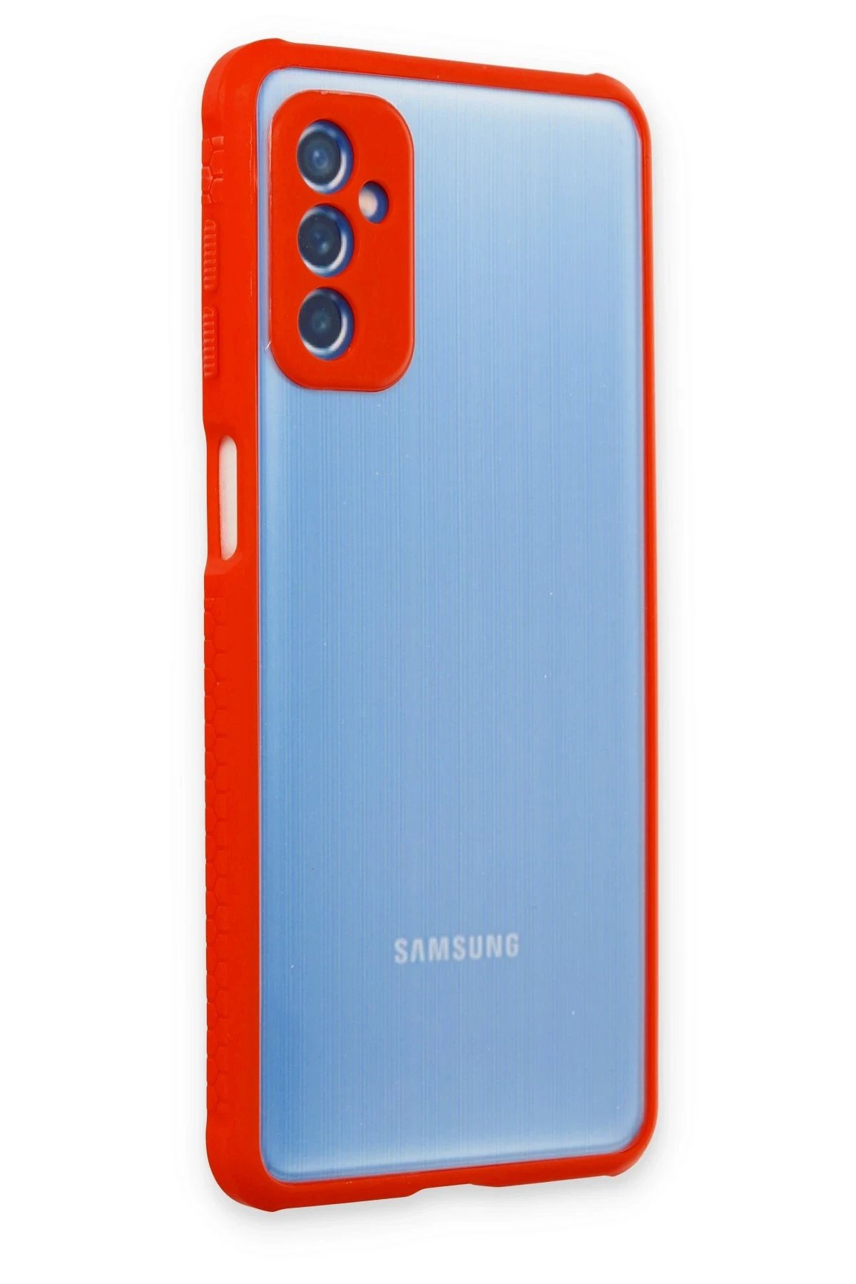 Newface Samsung Galaxy M52 5G Kılıf Miami Şeffaf Silikon - Kırmızı