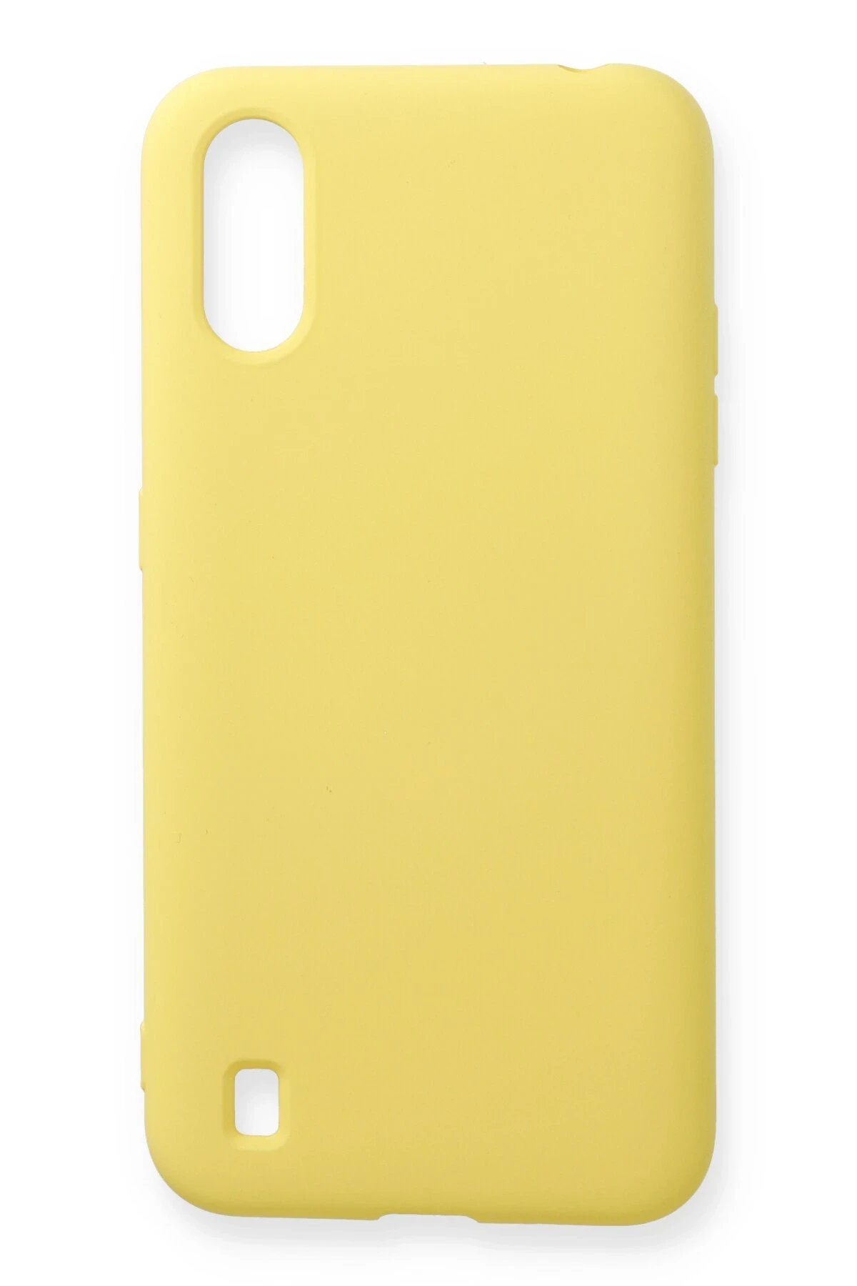 Newface Samsung Galaxy A01 Kılıf Nano içi Kadife Silikon - Sarı