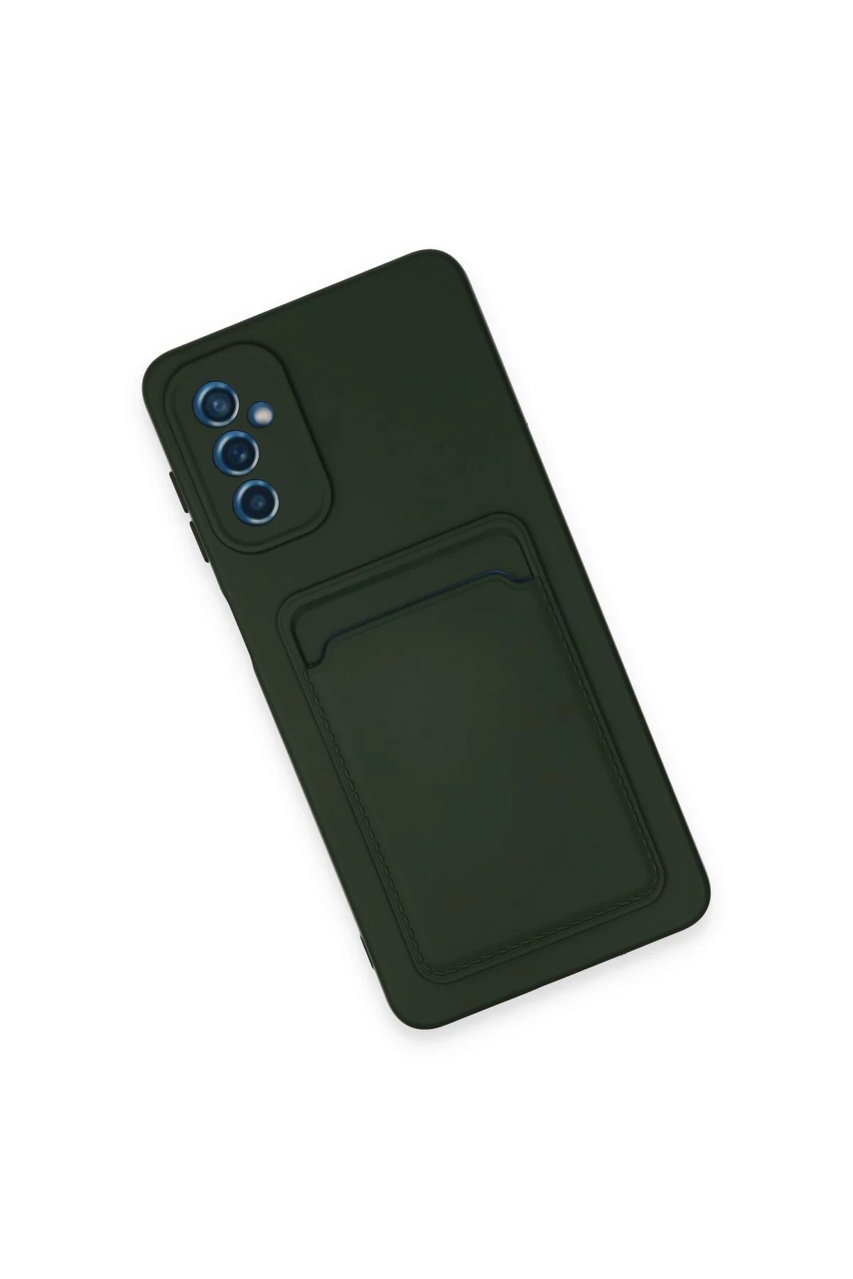 Newface Samsung Galaxy A14 4G Kılıf Kelvin Kartvizitli Silikon - Koyu Yeşil