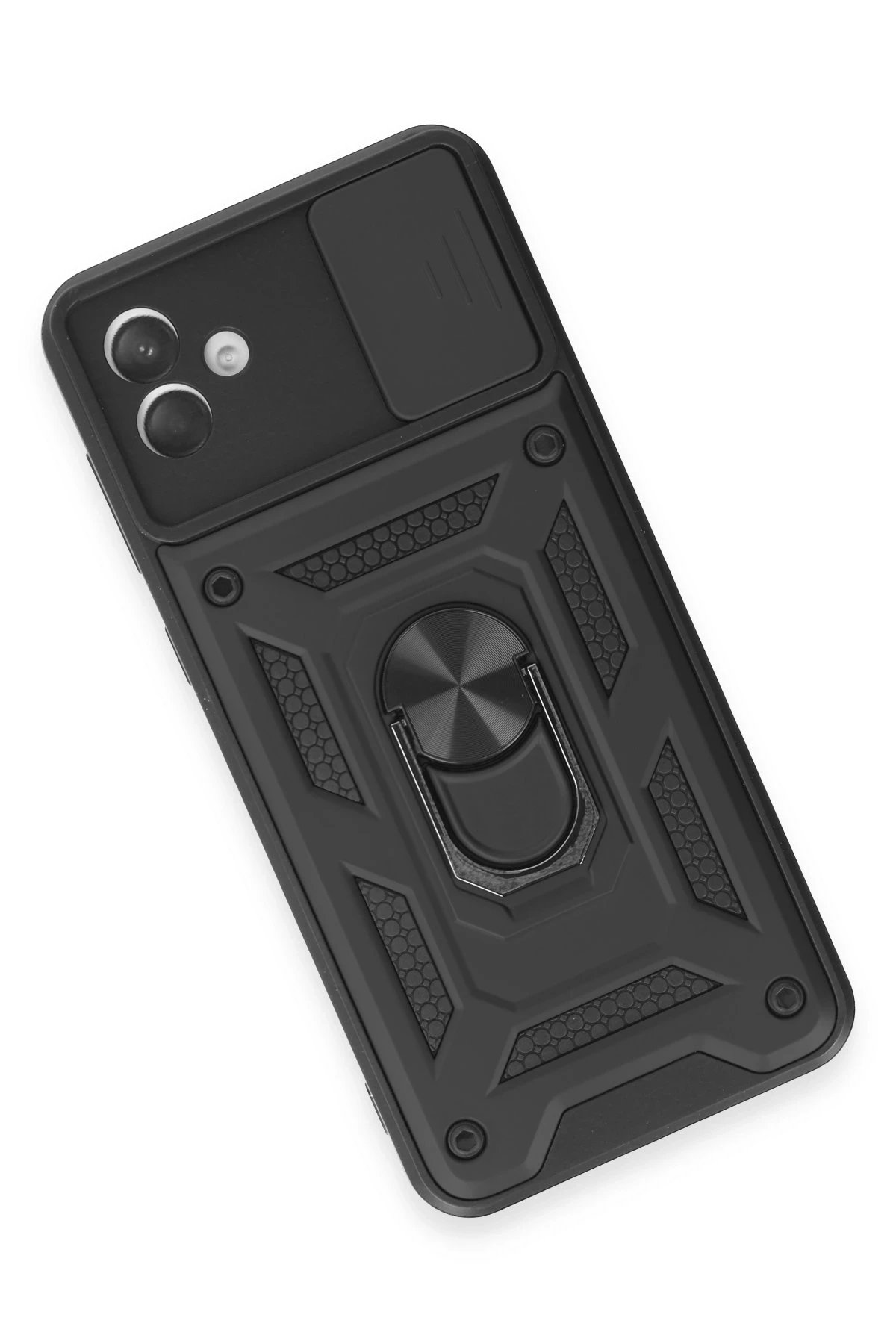 Newface Samsung Galaxy A04E Kılıf Pars Lens Yüzüklü Silikon - Siyah