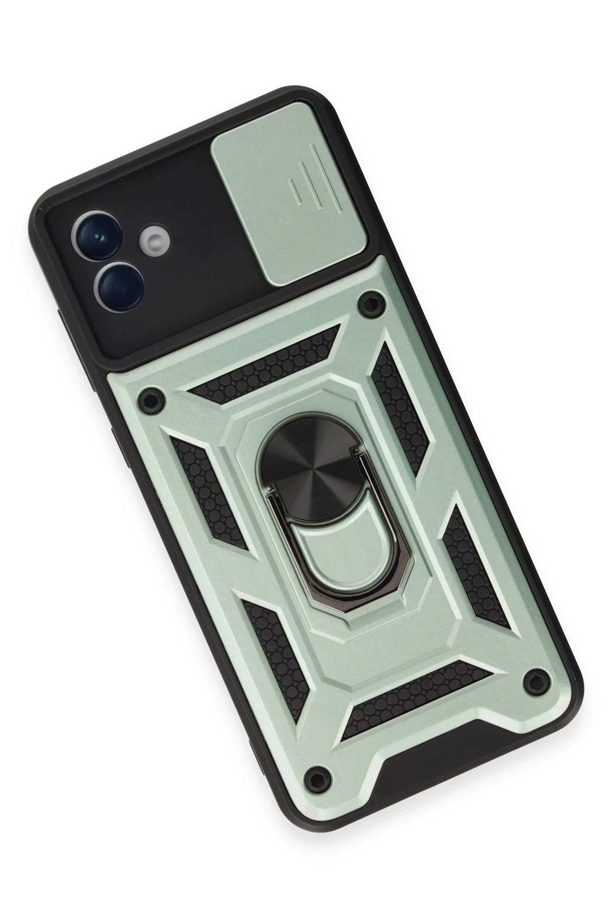 Newface Samsung Galaxy A04E Kılıf Pars Lens Yüzüklü Silikon - Yeşil