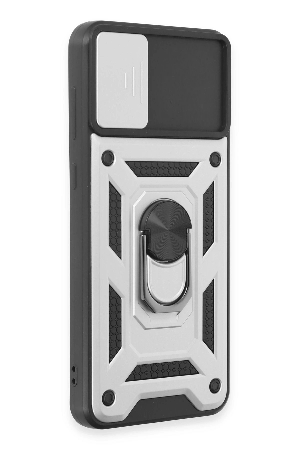 Newface Samsung Galaxy A04E Kılıf Pars Lens Yüzüklü Silikon - Gümüş