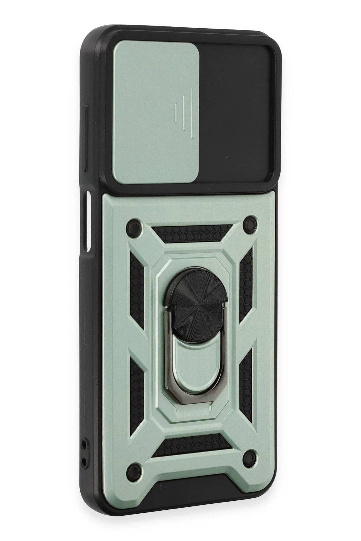 Newface Samsung Galaxy A14 4G Kılıf Pars Lens Yüzüklü Silikon - Yeşil