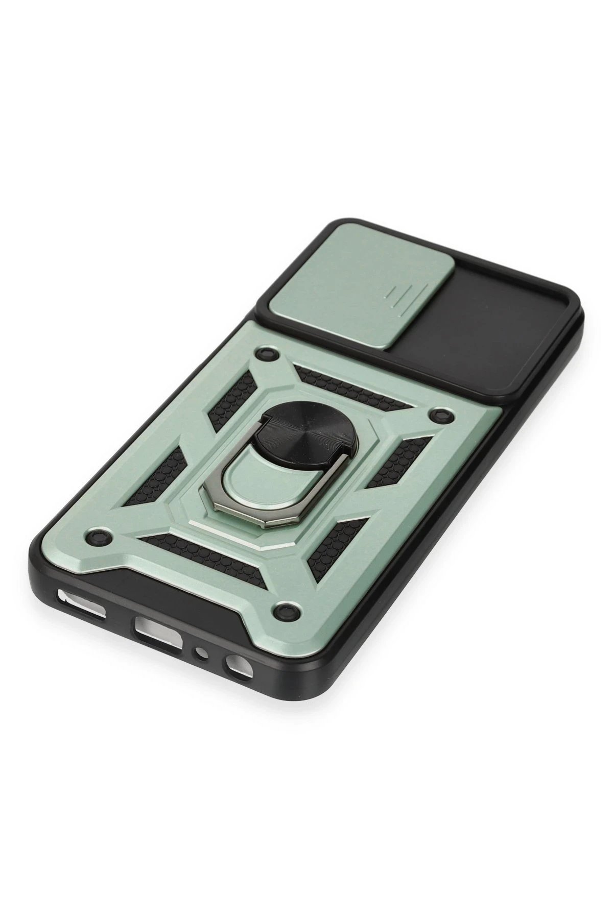 Newface Samsung Galaxy A14 4G Kılıf Pars Lens Yüzüklü Silikon - Yeşil