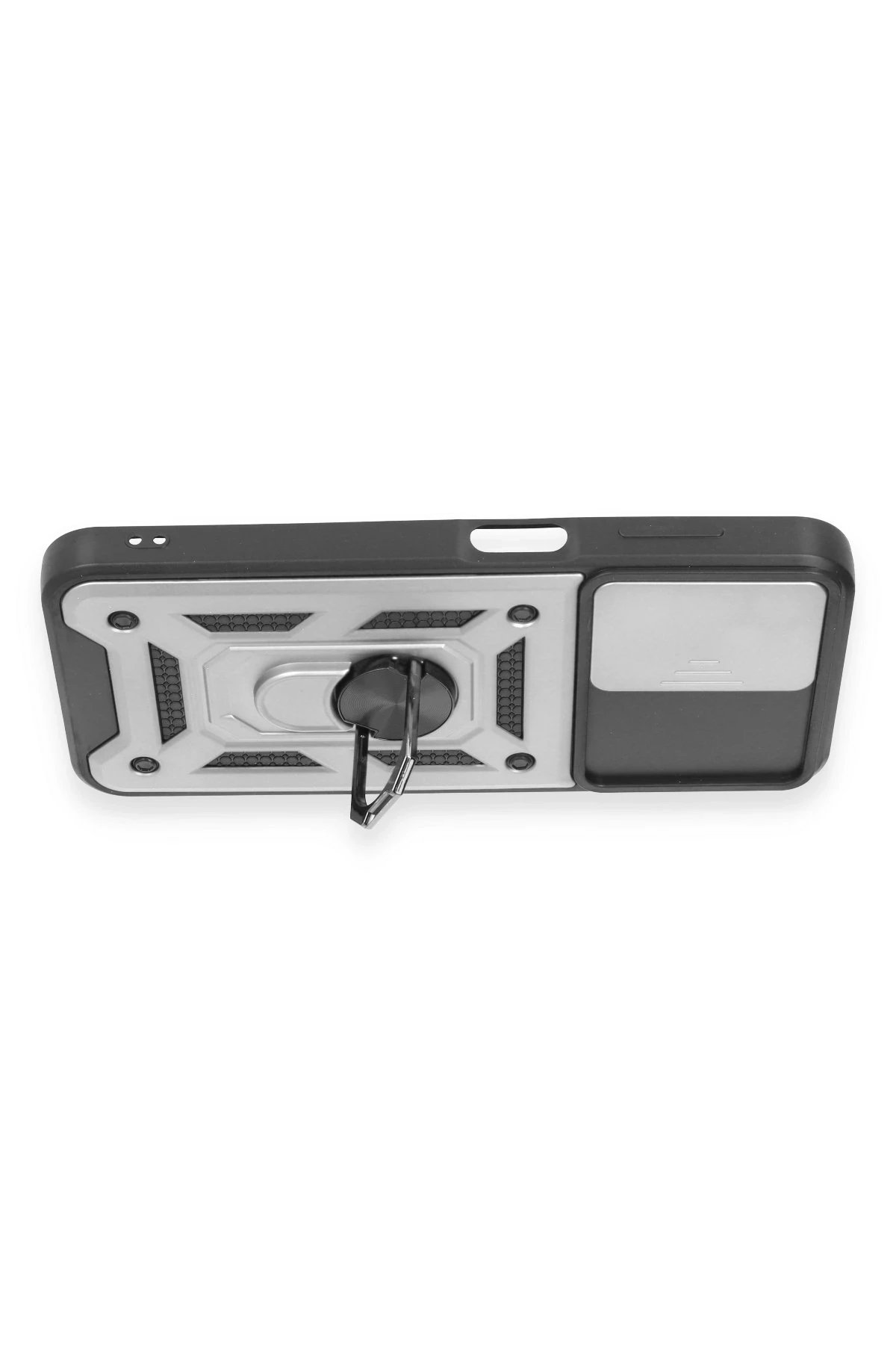 Newface Samsung Galaxy A14 4G Kılıf Pars Lens Yüzüklü Silikon - Gümüş