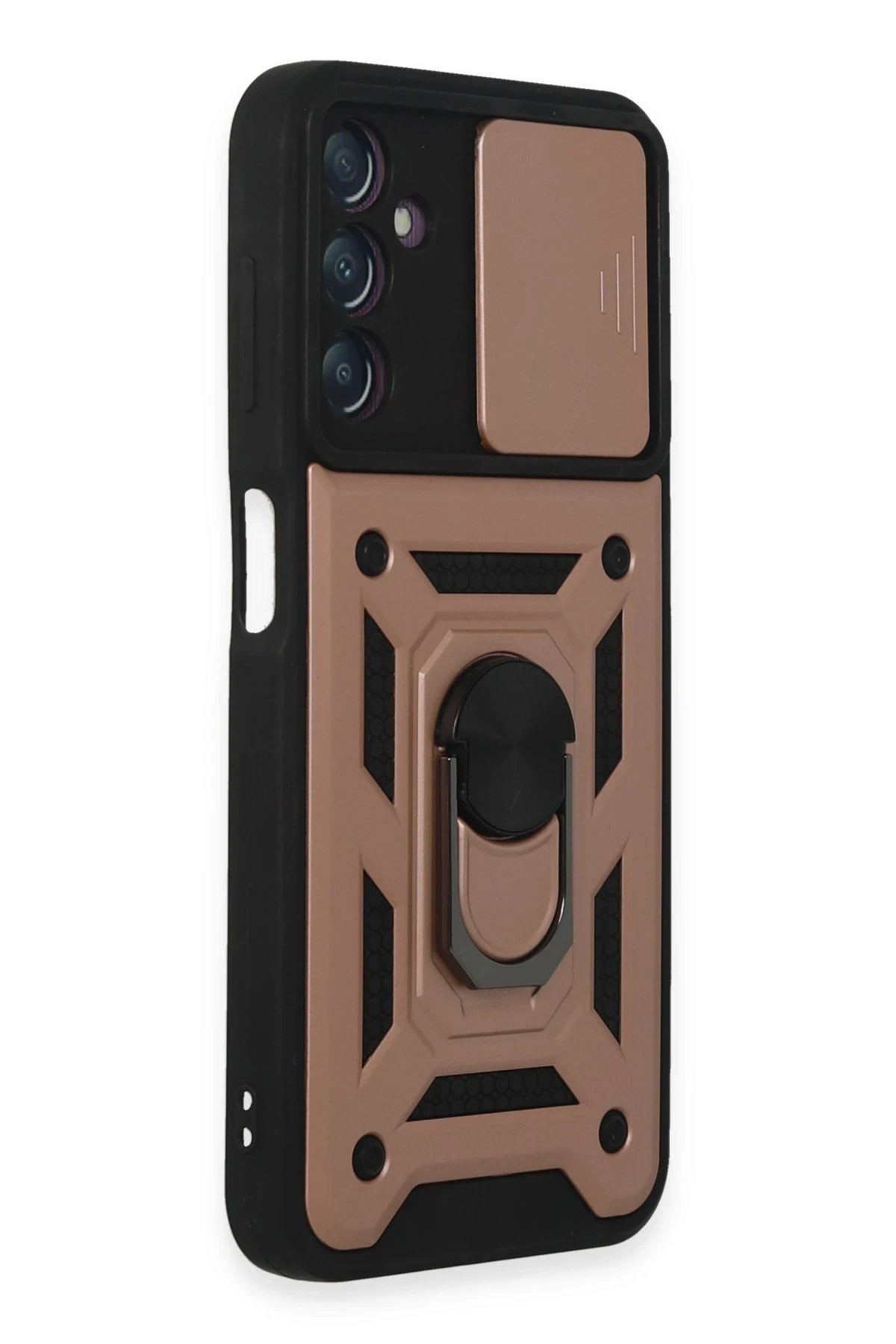 Newface Samsung Galaxy A14 4G Kılıf Pars Lens Yüzüklü Silikon - Rose Gold