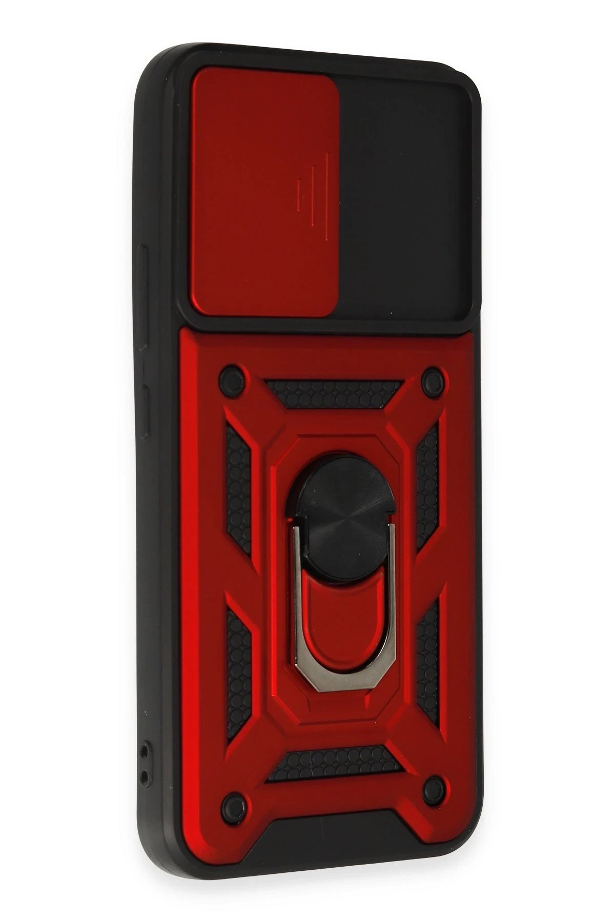 Newface Samsung Galaxy A34 5G Kılıf Pars Lens Yüzüklü Silikon - Kırmızı