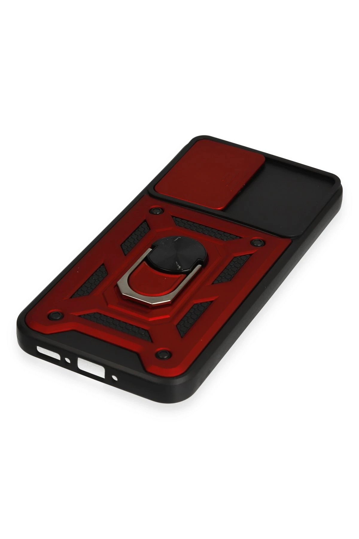 Newface Samsung Galaxy A34 5G Kılıf Pars Lens Yüzüklü Silikon - Kırmızı