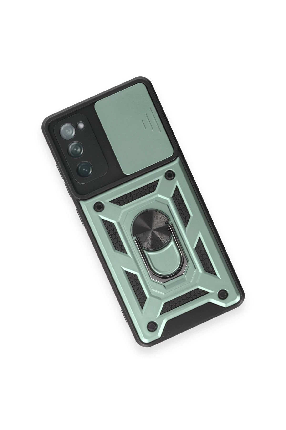 Newface Samsung Galaxy S20 FE Kılıf Pars Lens Yüzüklü Silikon - Yeşil