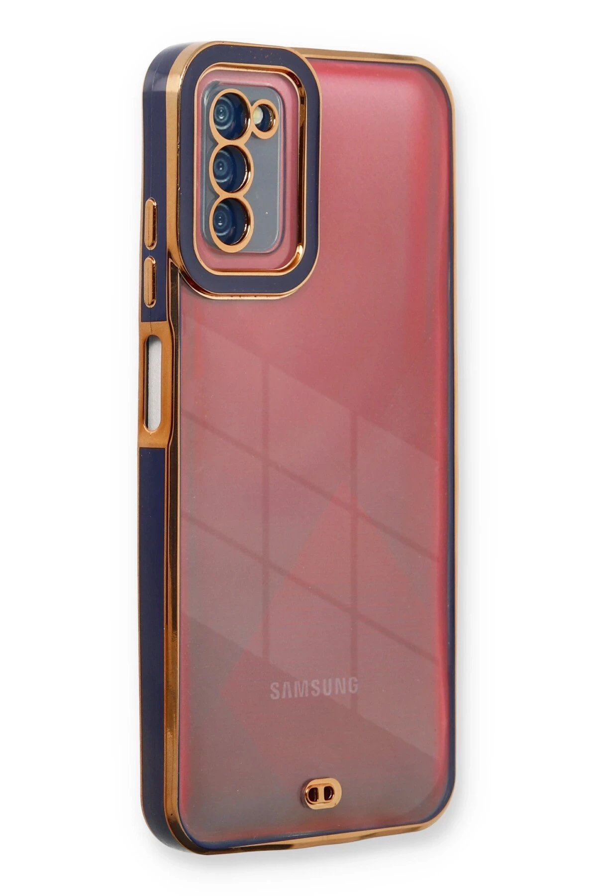 Newface Samsung Galaxy A03S Kılıf Liva Lens Silikon - Mavi