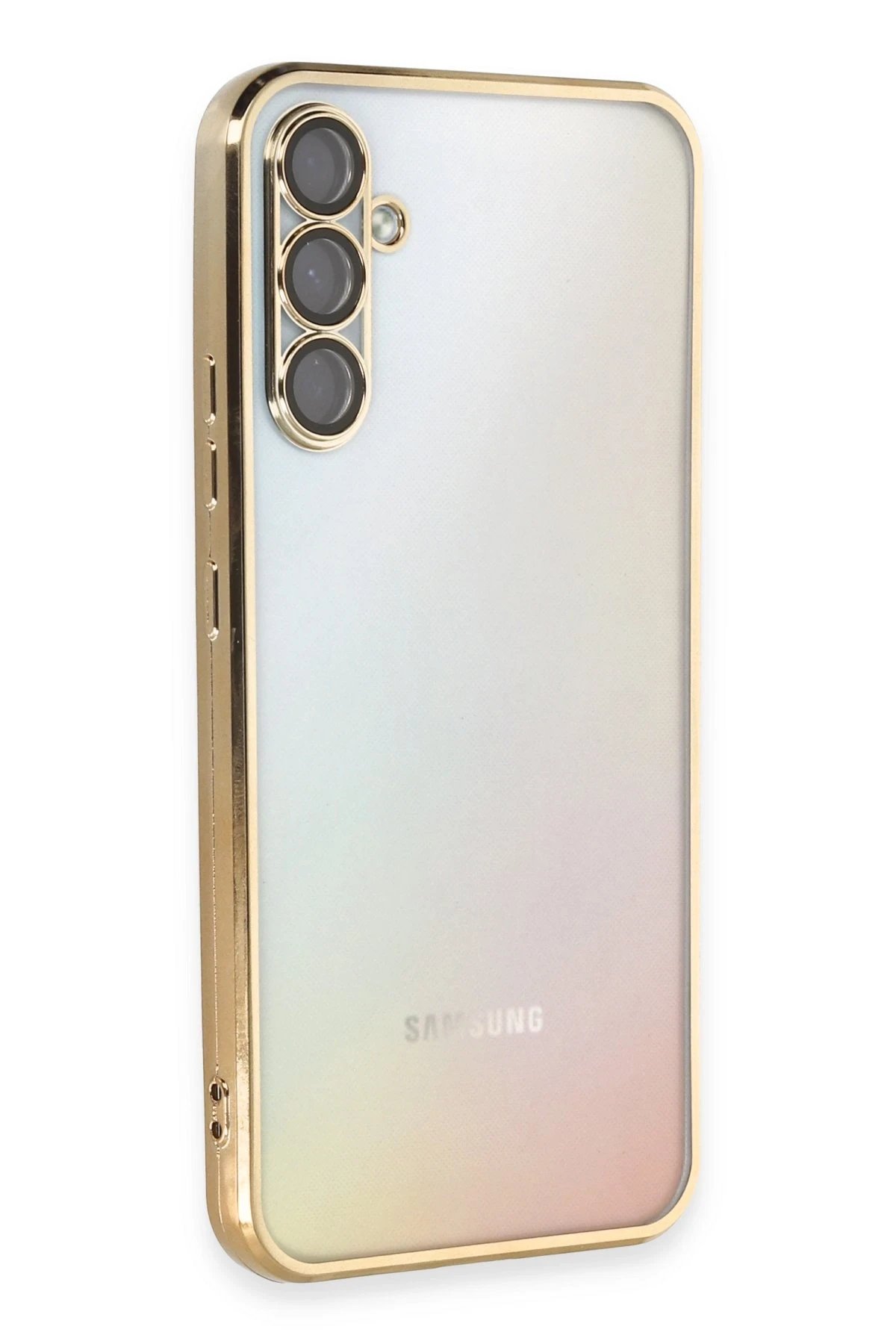 Newface Samsung Galaxy A54 5G Kılıf Razer Lensli Silikon - Gold