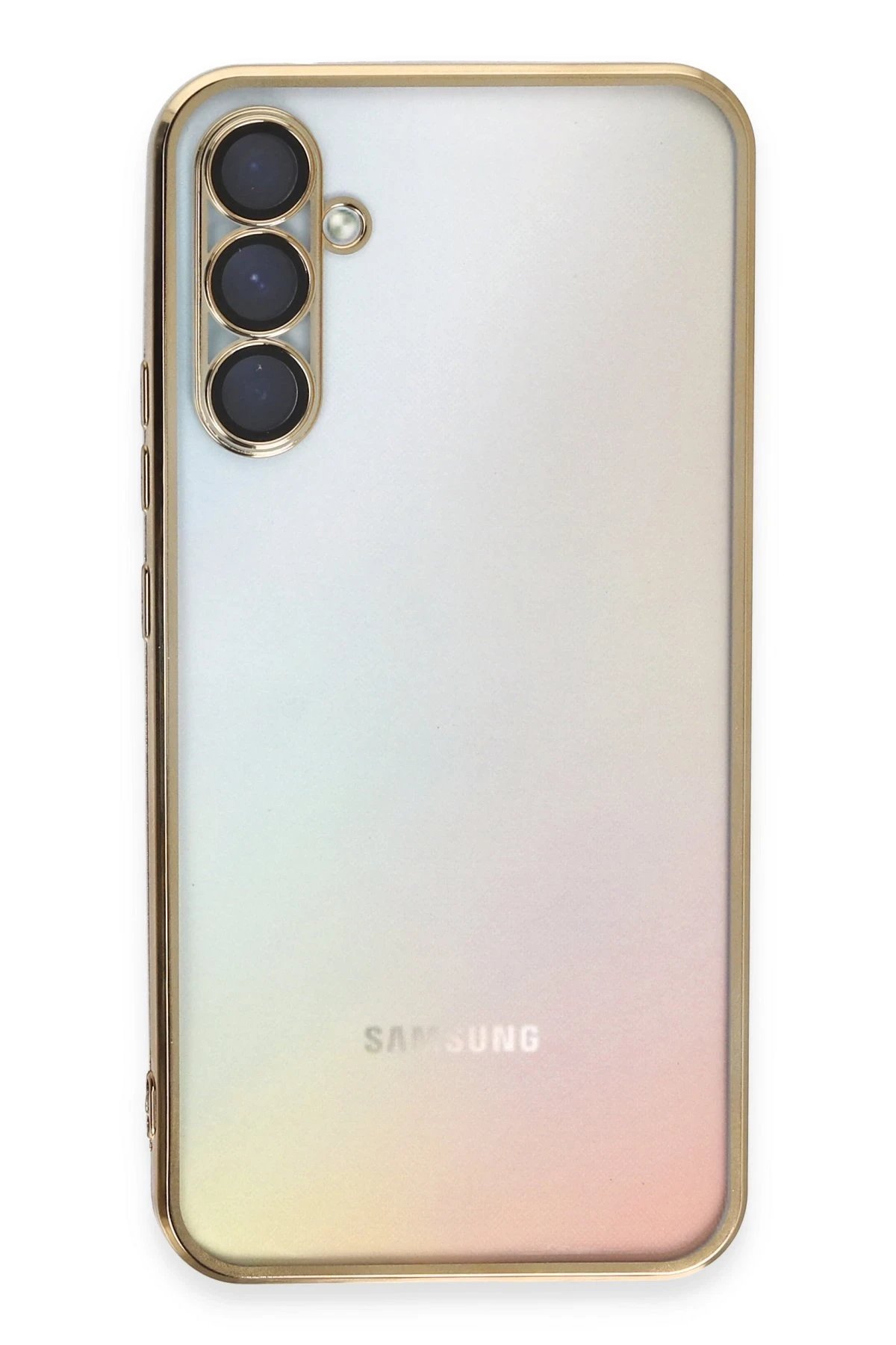Newface Samsung Galaxy A54 5G Kılıf Razer Lensli Silikon - Gold