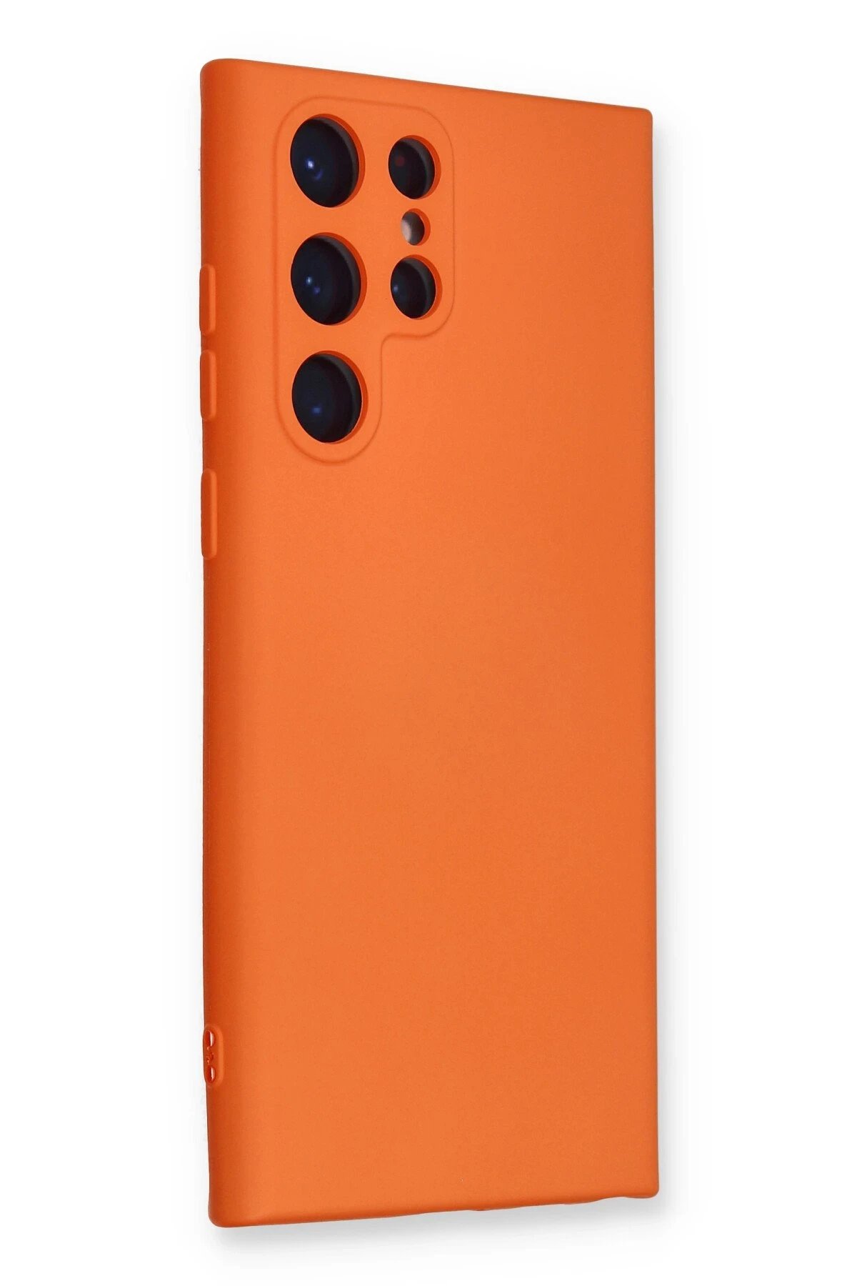 Newface Samsung Galaxy S22 Ultra Kılıf Nano içi Kadife Silikon - Turuncu