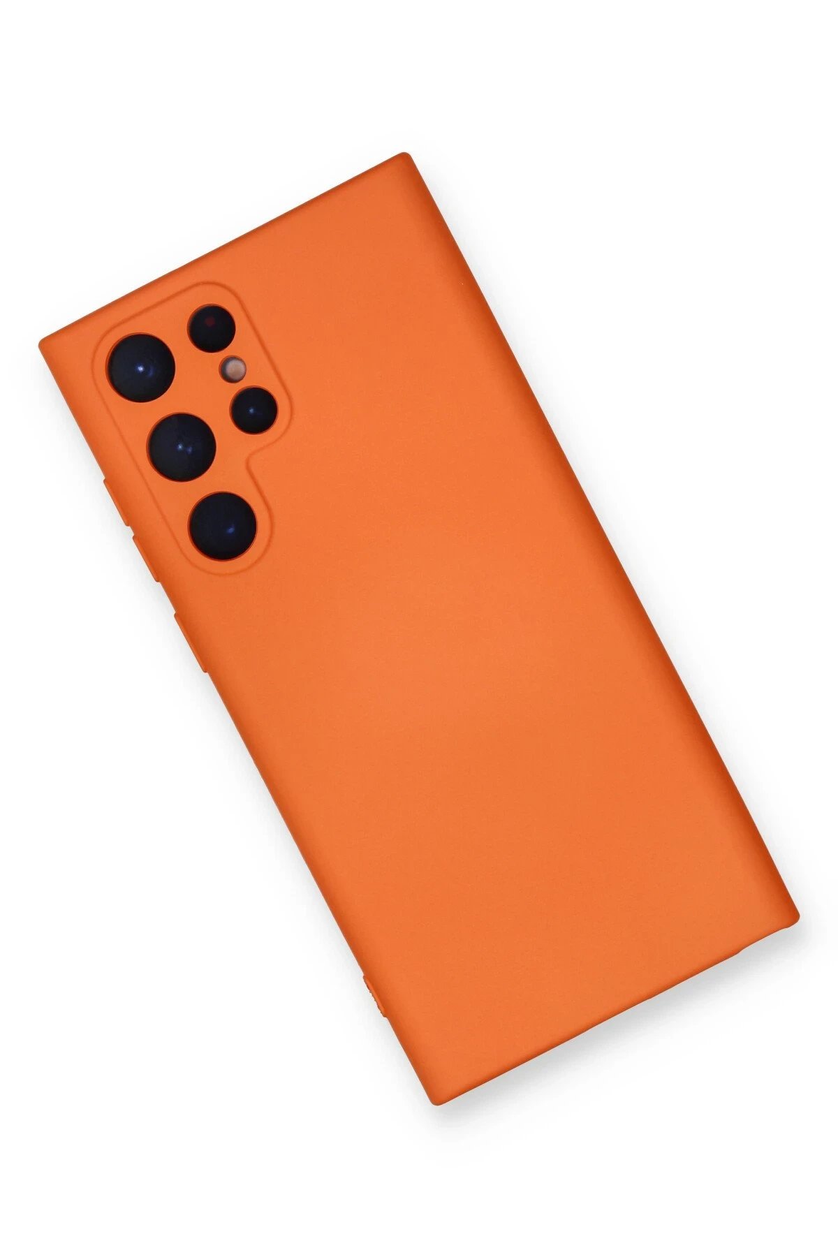 Newface Samsung Galaxy S22 Ultra Kılıf Nano içi Kadife Silikon - Turuncu