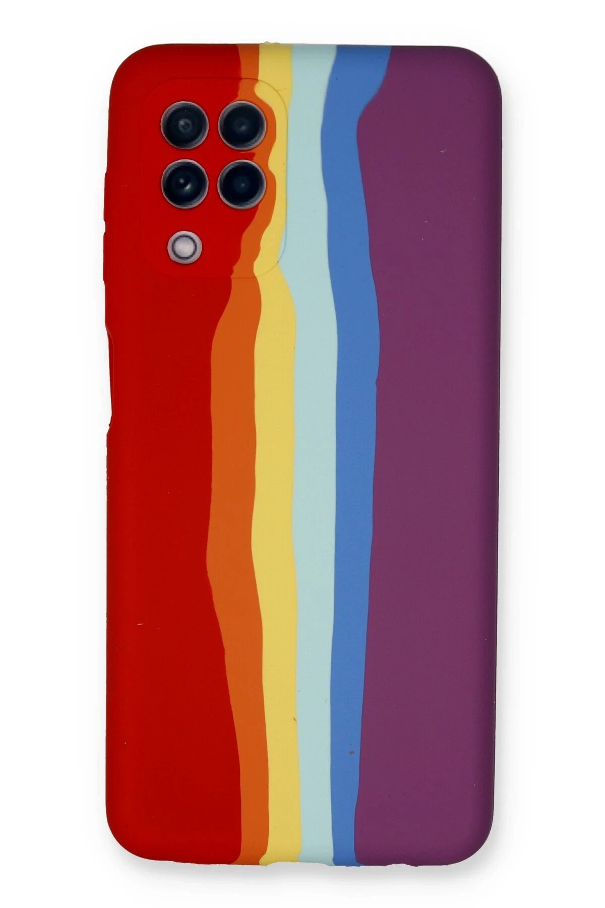 Newface Samsung Galaxy A22 Kılıf Ebruli Lansman Silikon - Kırmızı-Mor