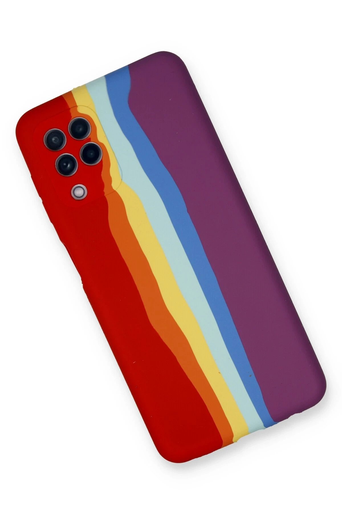 Newface Samsung Galaxy A22 Kılıf Ebruli Lansman Silikon - Kırmızı-Mor