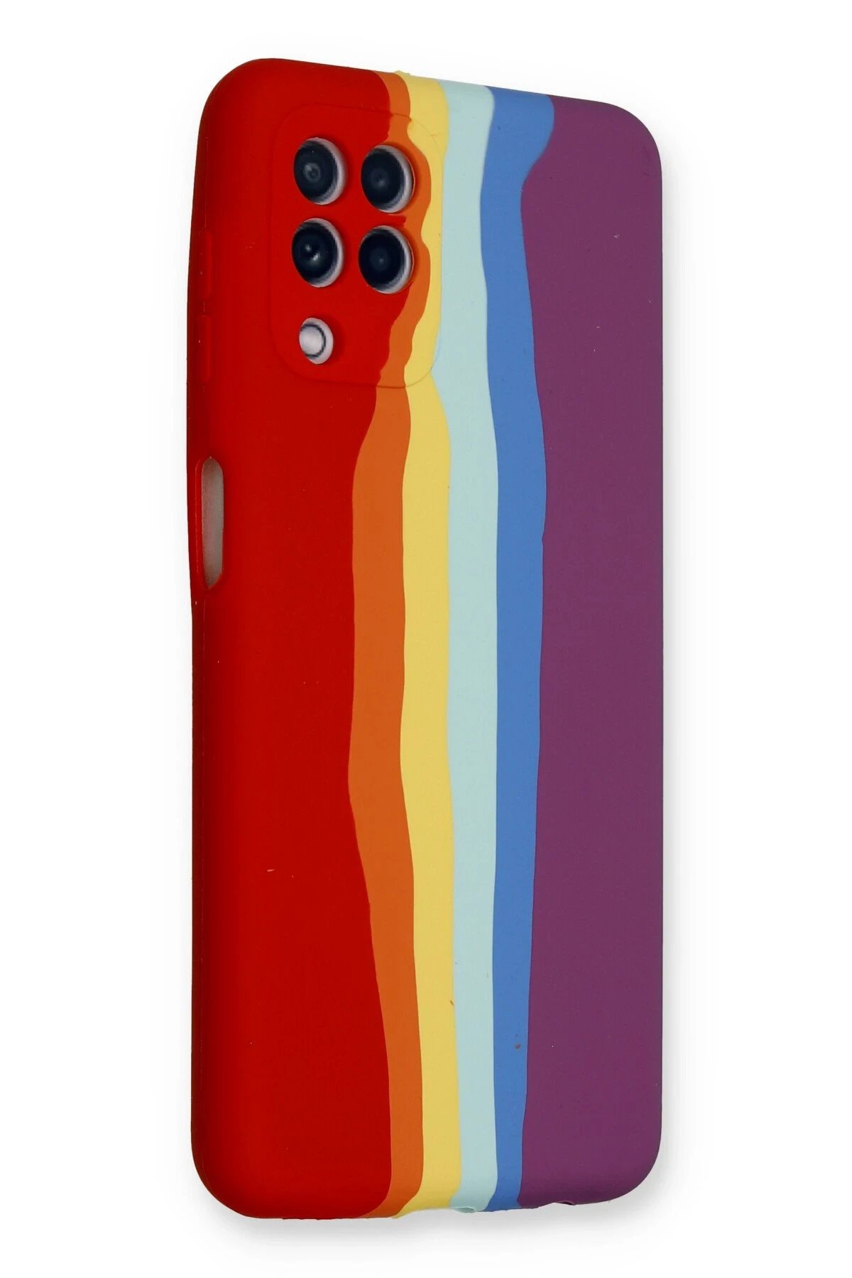 Newface Samsung Galaxy A22 Kılıf Ebruli Lansman Silikon - Kırmızı-Mor