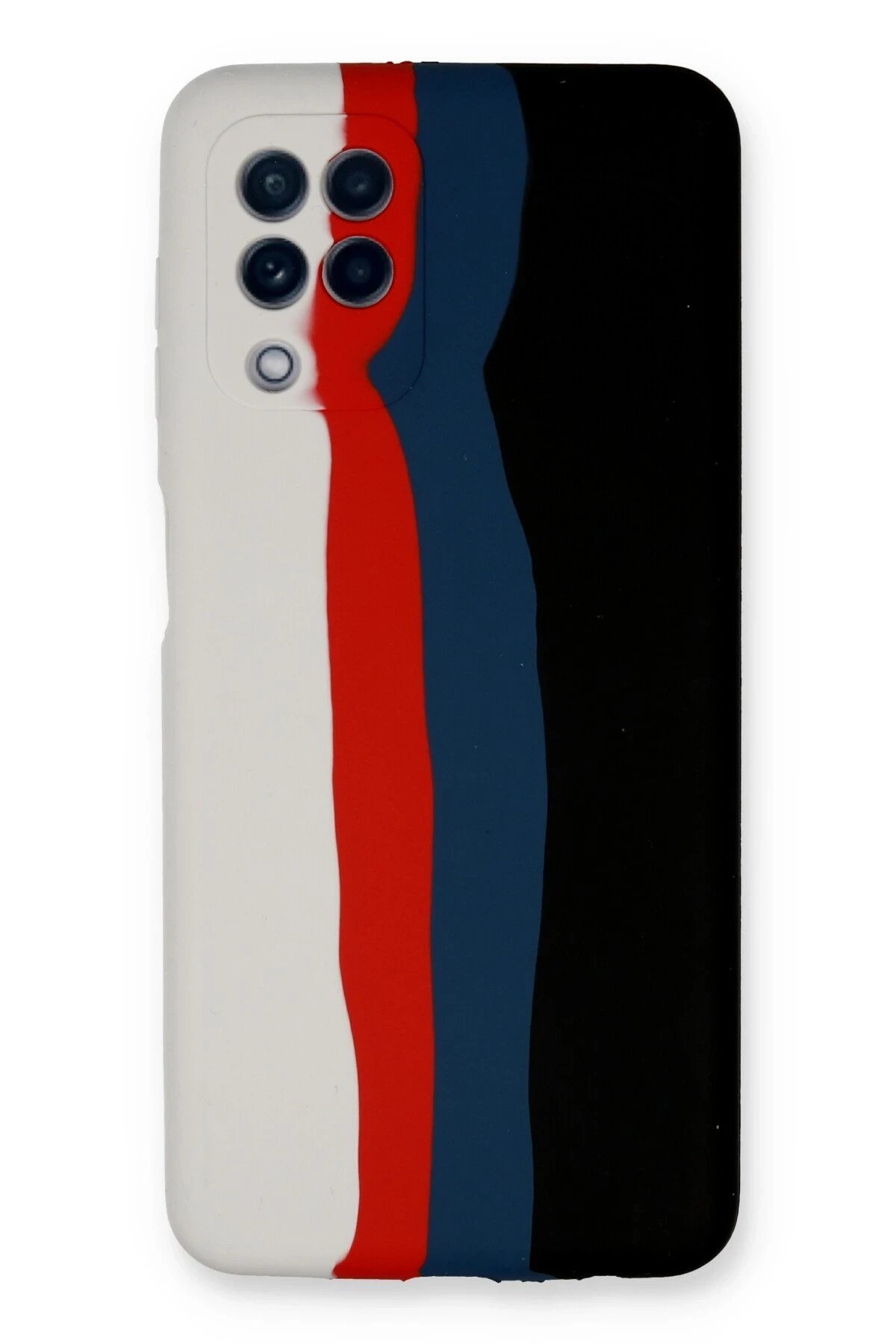 Newface Samsung Galaxy A22 Kılıf Ebruli Lansman Silikon - Beyaz-Siyah