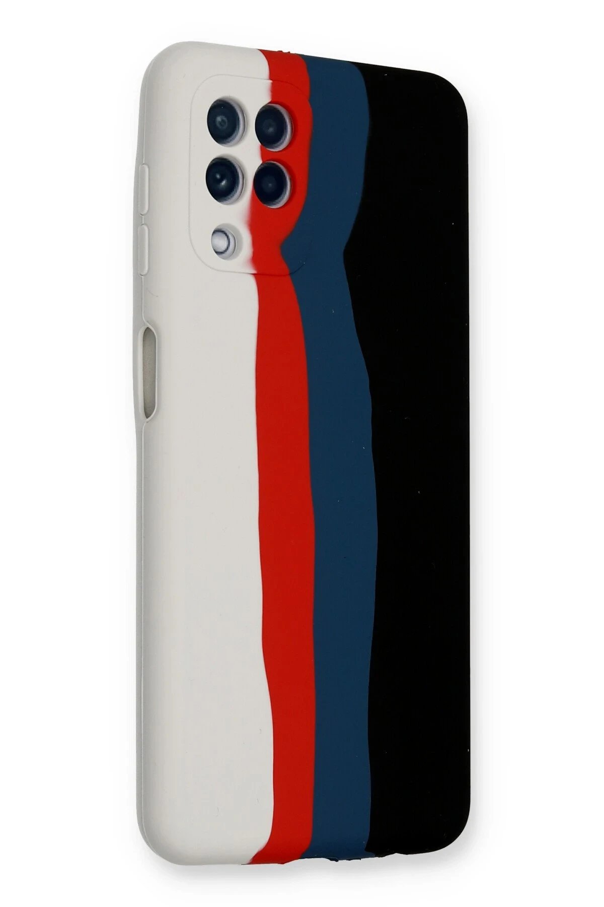 Newface Samsung Galaxy A22 Kılıf Ebruli Lansman Silikon - Beyaz-Siyah