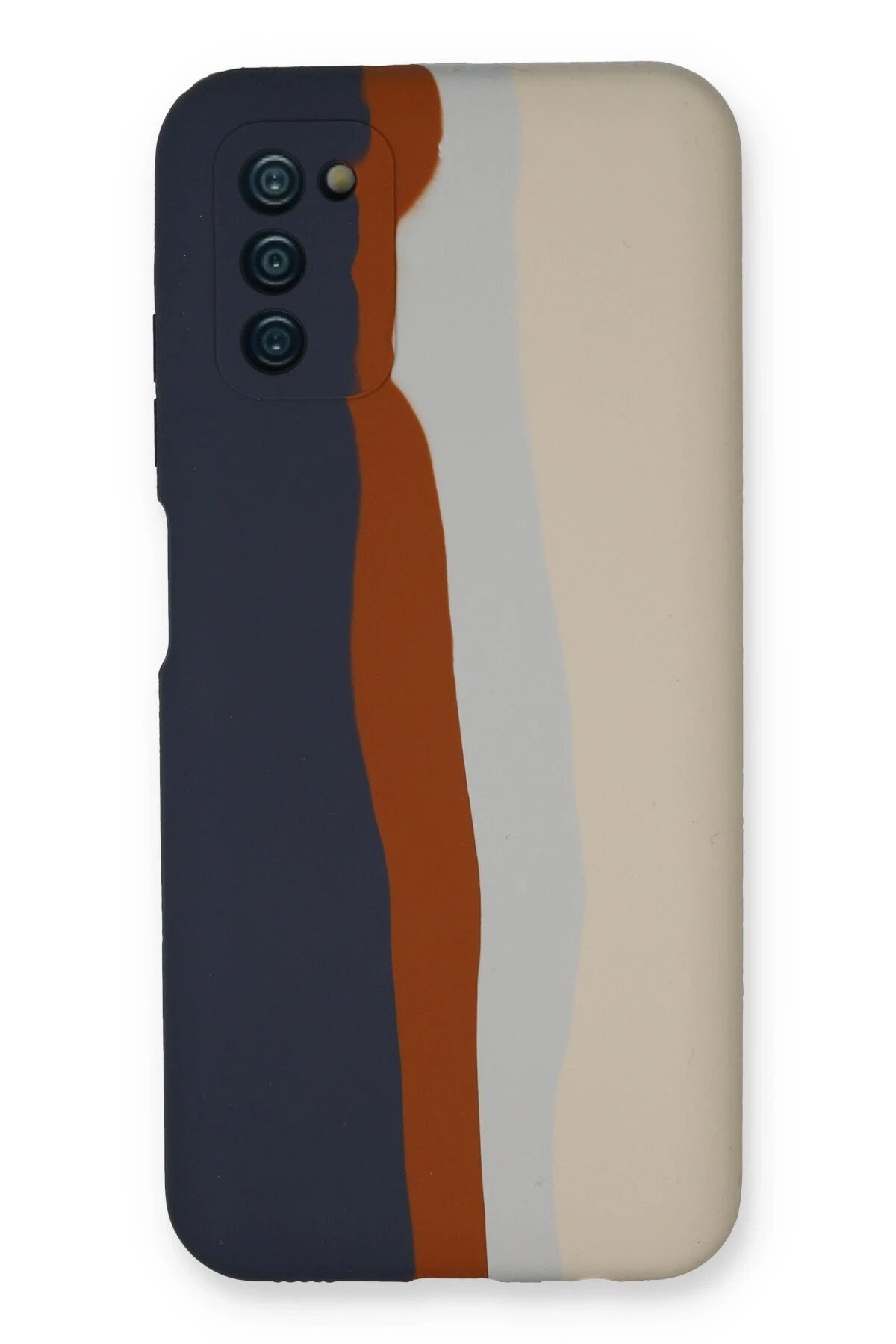 Newface Samsung Galaxy A03S Kılıf Ebruli Lansman Silikon - Lacivert-Krem