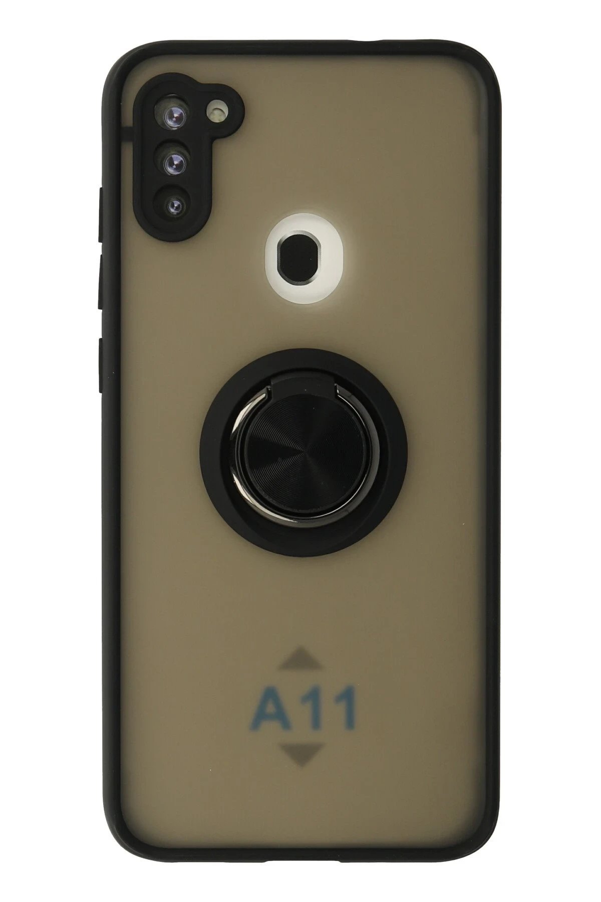 Newface Samsung Galaxy A11 Kılıf Montreal Yüzüklü Silikon Kapak - Siyah