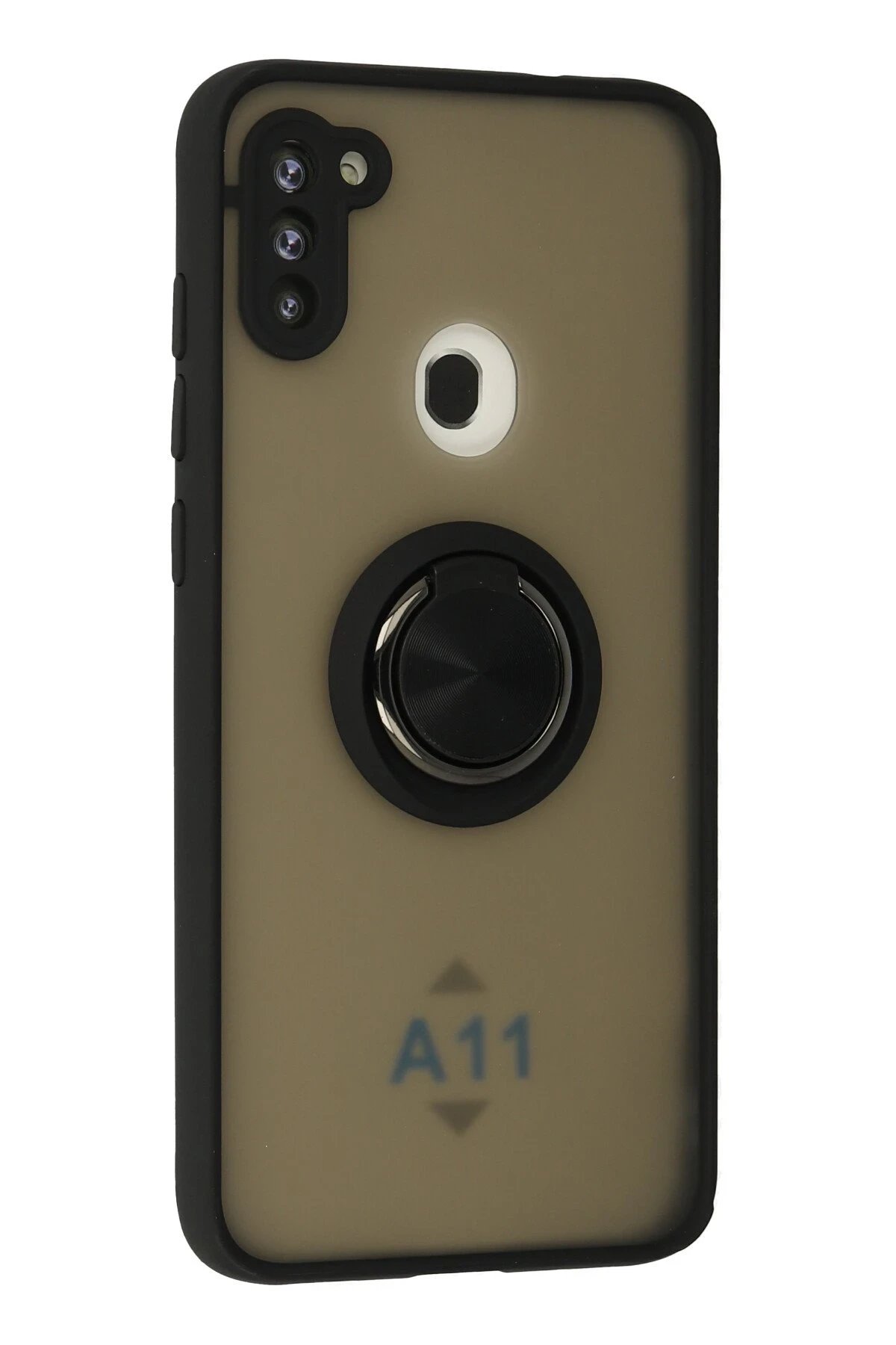 Newface Samsung Galaxy A11 Kılıf Montreal Yüzüklü Silikon Kapak - Siyah