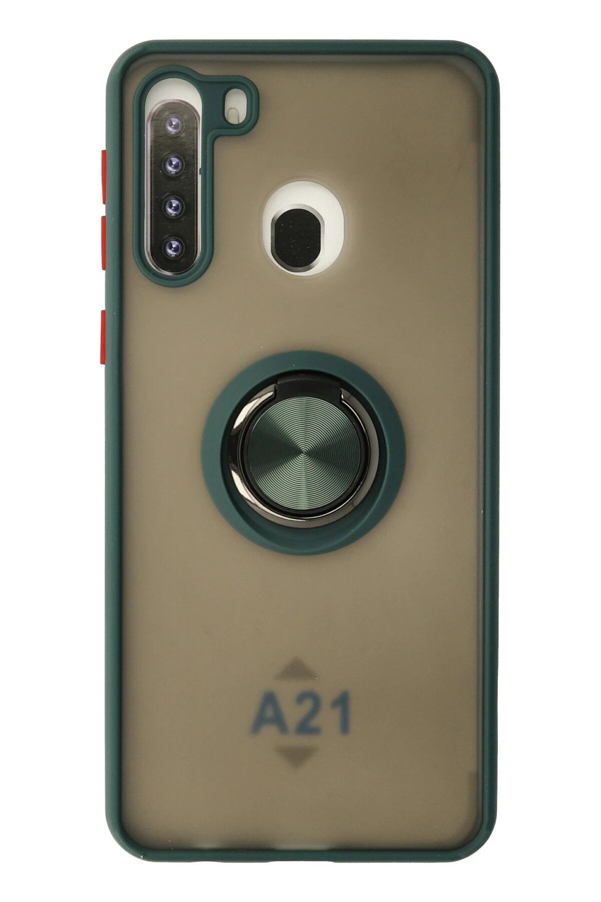 Newface Samsung Galaxy A21 Kılıf Montreal Yüzüklü Silikon Kapak - Yeşil