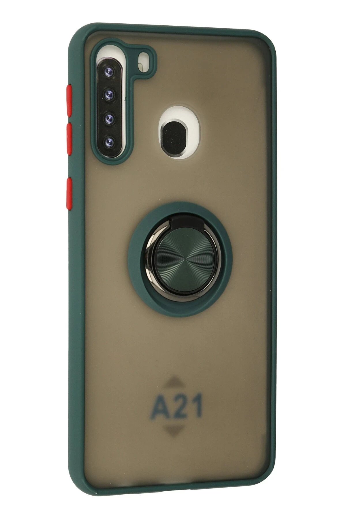 Newface Samsung Galaxy A21 Kılıf Montreal Yüzüklü Silikon Kapak - Yeşil